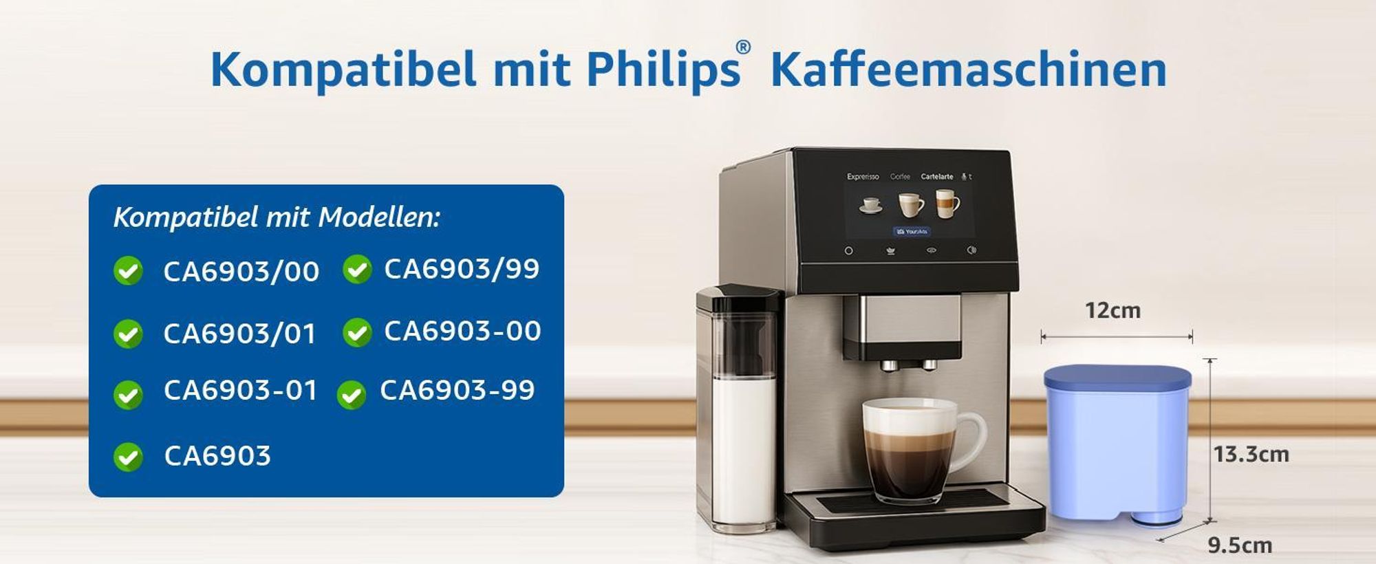 Maxblue Ersatzwasserfilter Kompatibel für Philips® AquaClean® CA6903/10 CA6903/22 CA6903 Kalkfilter (4)