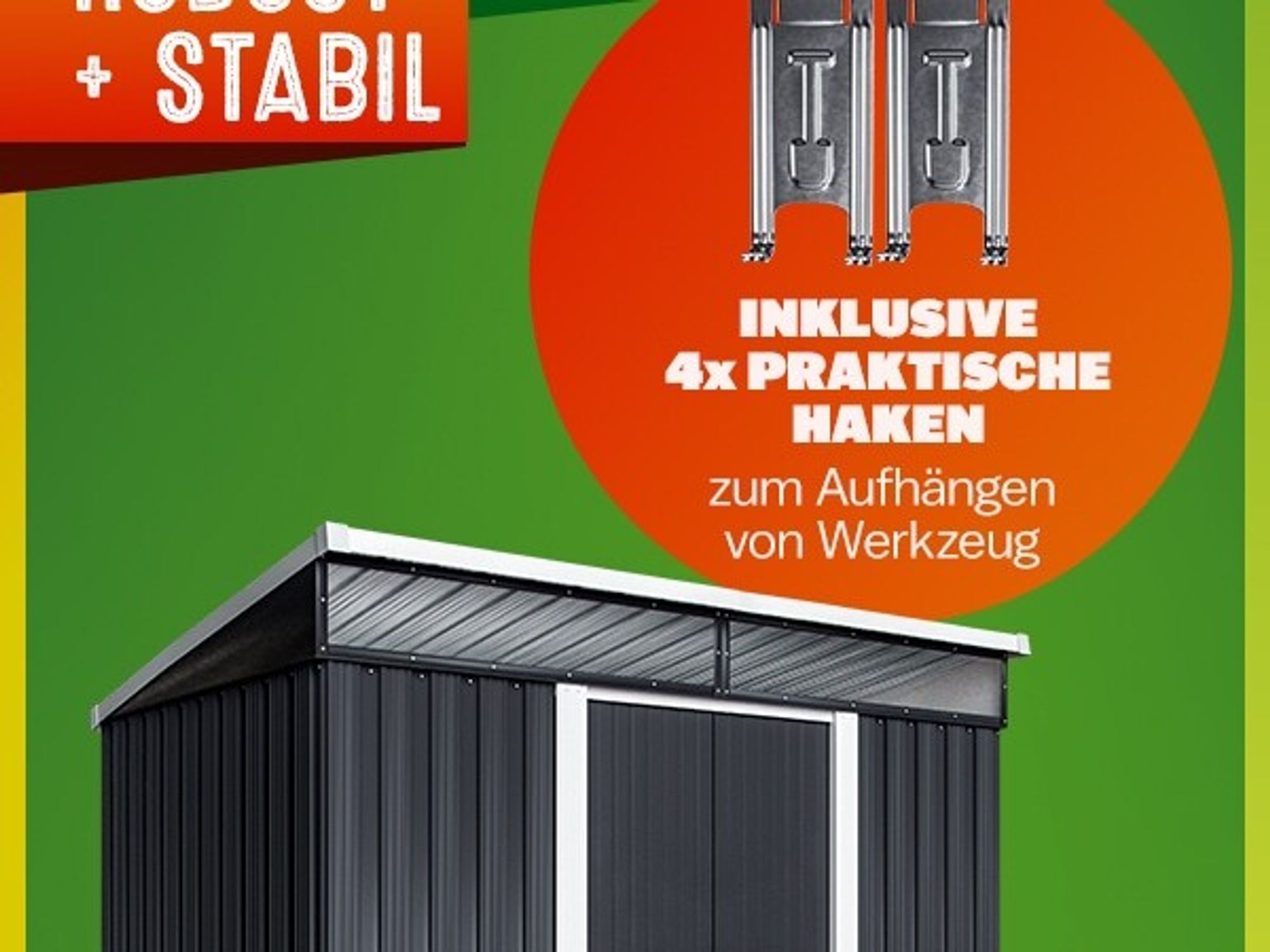 GARDEBRUK® L Metall Gerätehaus 2m² mit Fundament 200x125x180cm 2 Fenster Anthrazit Geräteschuppen Gartenhaus 4m³