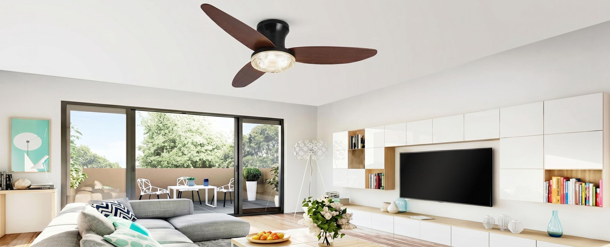 100cm Deckenventilator mit Beleuchtung und Fernbedienung DC Motor 3 Farbtemperatur Dimmbar 6 Stufen APP-Steuerung