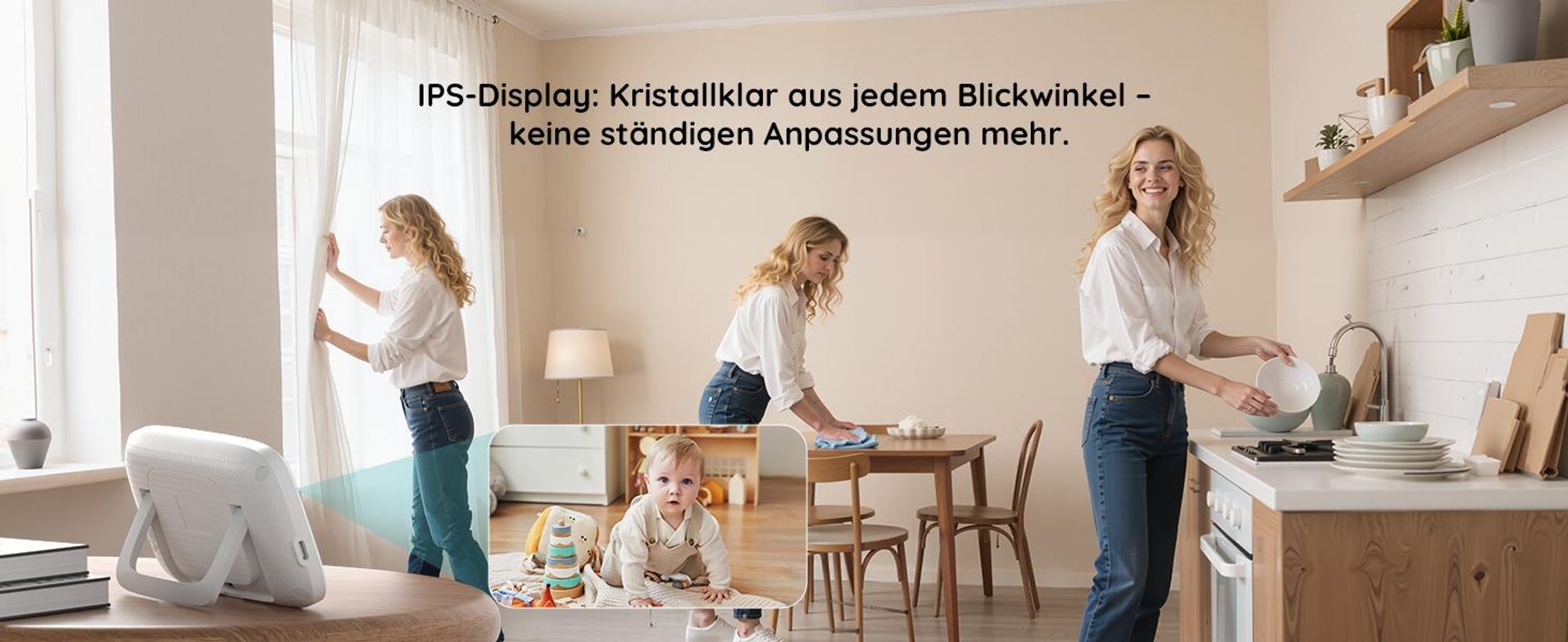 Babyphone mit Kamera 4 Zoll Digital IPS Bildschirm VOX Nachtsicht Temperaturüberwachung Gegensprechfunktion kabellose Videoüberwachung