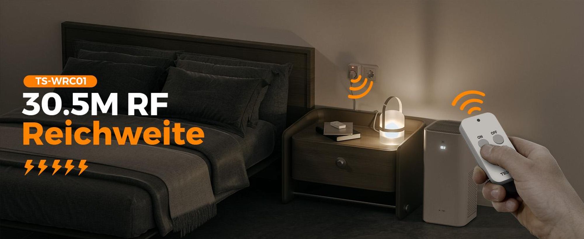 TESSAN Funksteckdose mit Fernbedienung Steckdose mit Fernbedienung 30,5M Reichweite Magnetische 3600W