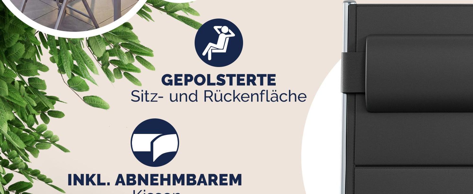 CASARIA® Gartenstühle 2er Set Klappbar Gepolstert Alu 8- Fach Verstellbar 120 kg Belastbarkeit Wetterfest Outdoor Balkon Camping Hochlehner Klappstuhl