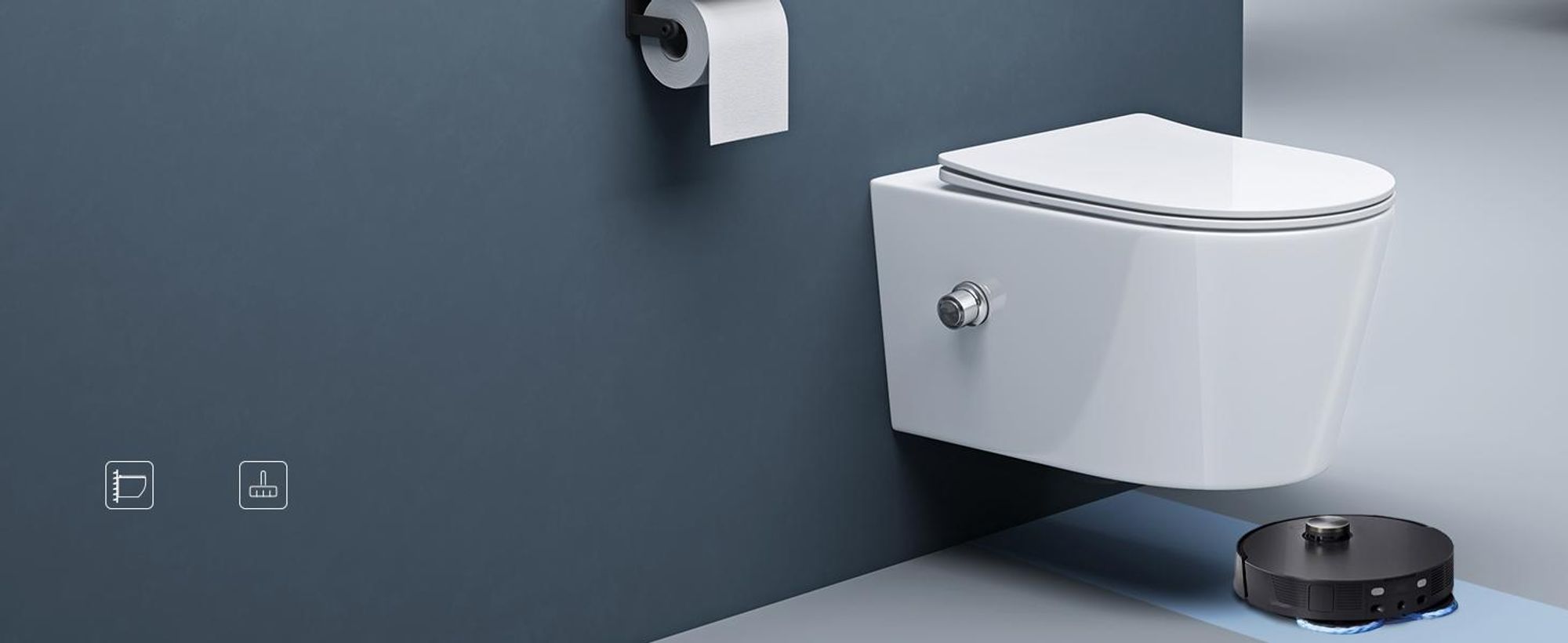 doporro Hänge-WC mit Bidet Funktion Weiß Wand-WC Toilette mit Soft-Close Spülrandloses aus Keramik Hänge-Toilette Aachen601