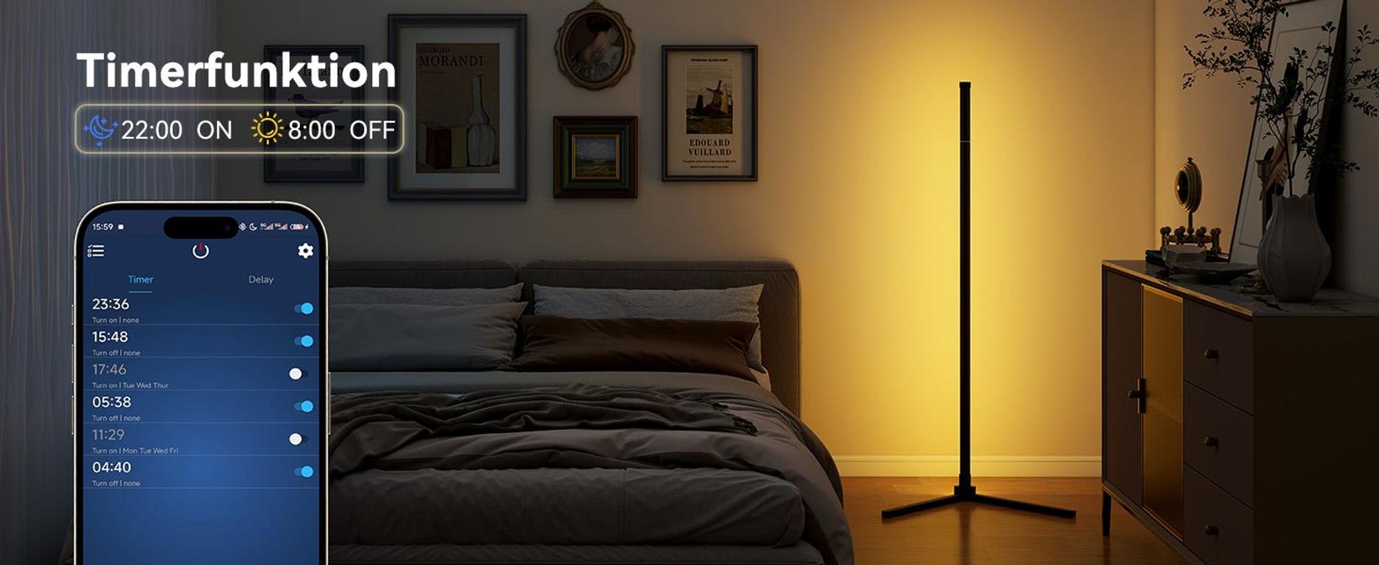 Puluomis LED Stehlampe Stehleuchte RGB Dimmbar mit Musik-Synchronisation, Timer, Atmosphäre Lampe Eck Standleuchte Standlampe APP/Fernbedienung/Kabel