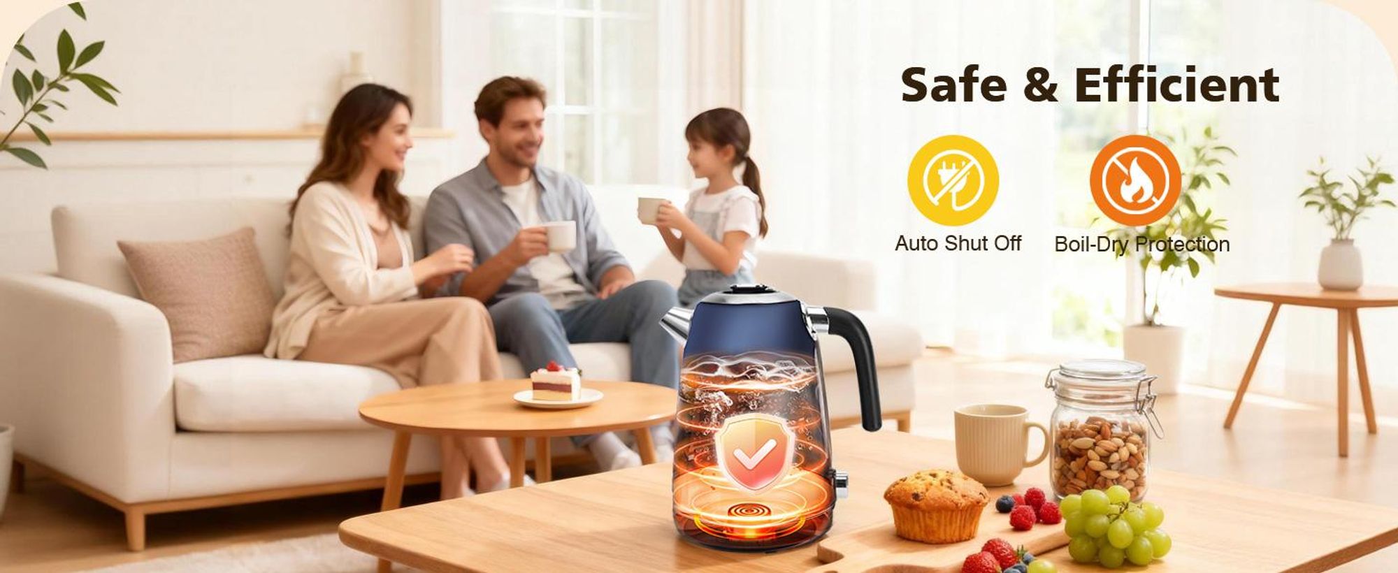 Aigostar Wasserkocher 1,7 L, 2200 W, mit Temperatureinstellung 40-100℃, Warmhaltefunktion  Digitaler Temperaturanzeige, Schwarz