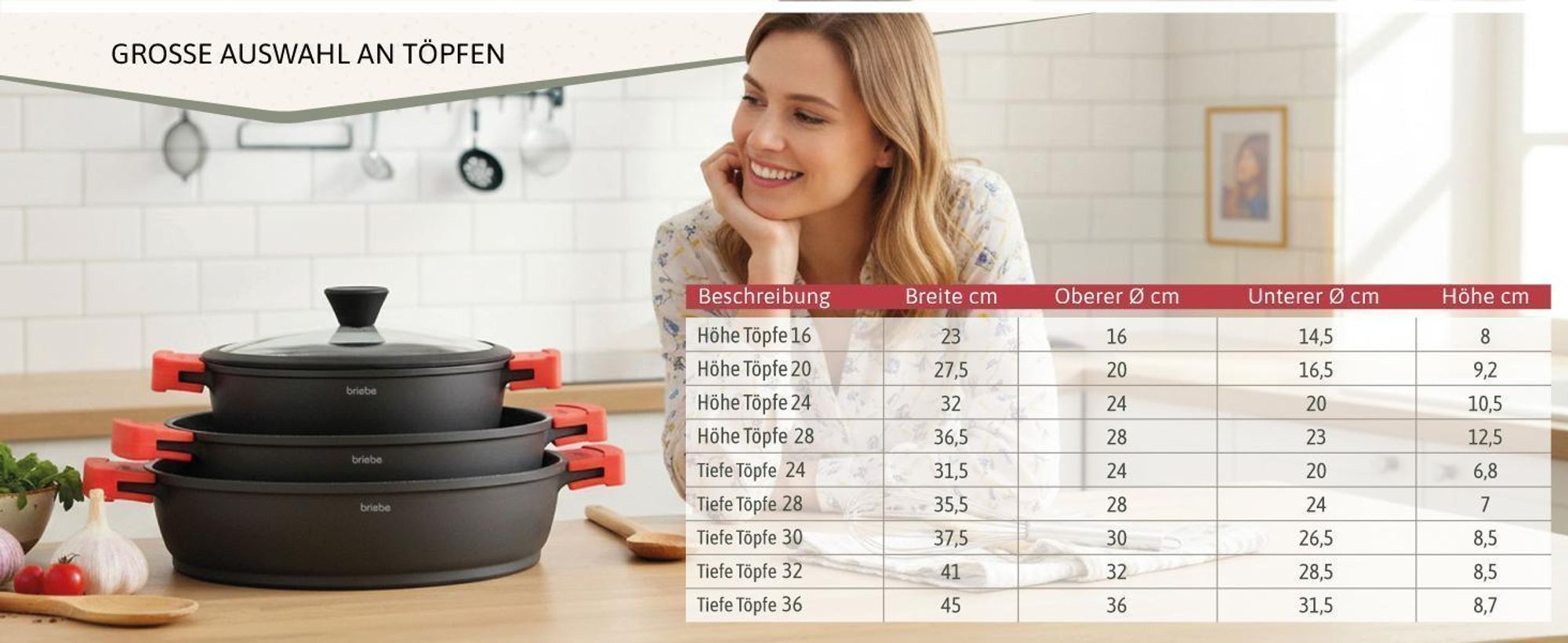 Briebe Black Titanium Servierpfanne für InduktionTitan, Topf 32cm Gussaluminium -Freie Glasdeckel Schwarz