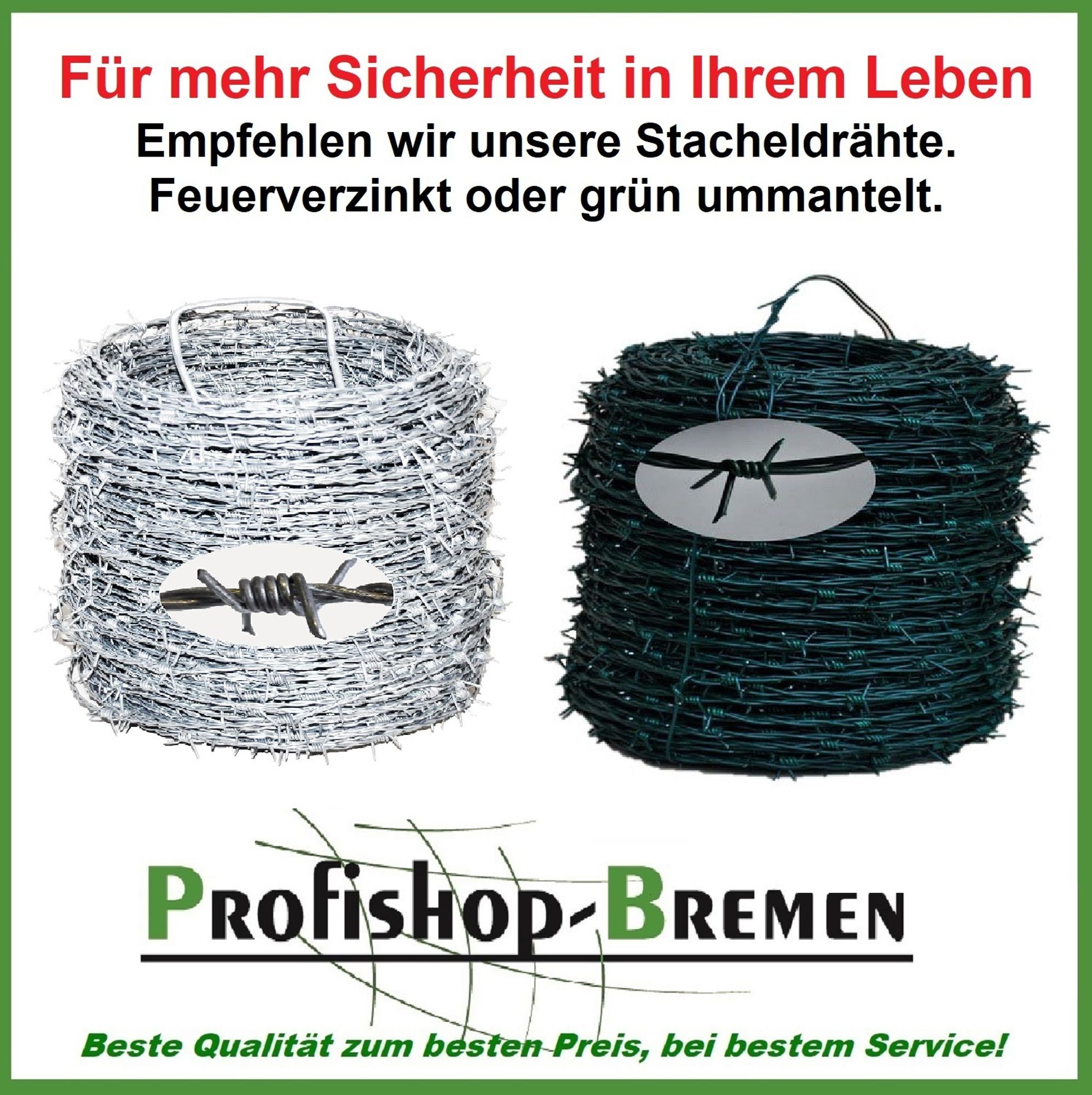 Stacheldraht feuerverzinkt Sperrdraht Natodraht Absperrdraht 2 drähtig 4 spitzig verzinkt (100 Meter) - Grundpreis pro Meter 0,23 EUR