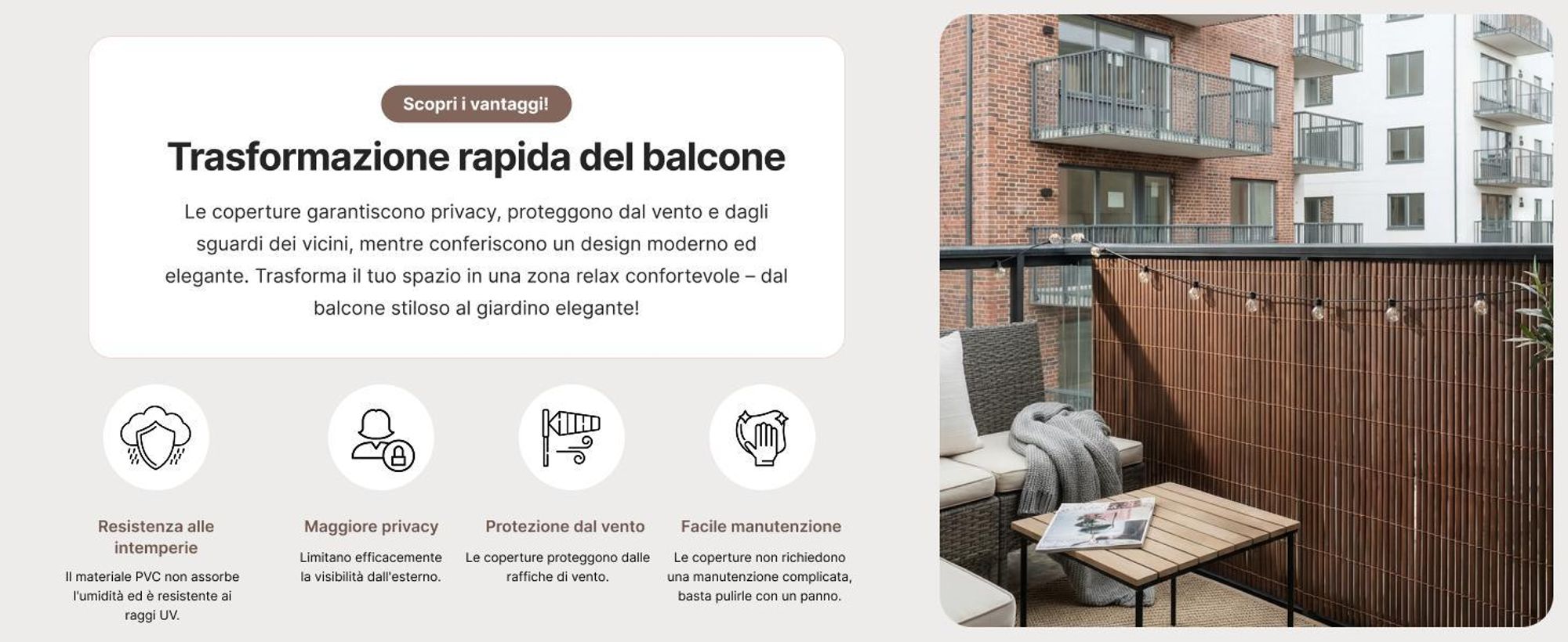Schermo per balcone, terrazza e giardino, in PVC, Mazovia 100x300 cm, grigio, resistente al vento, agli agenti atmosferici e ai raggi UV, stuoia da esterno per tutto l'anno