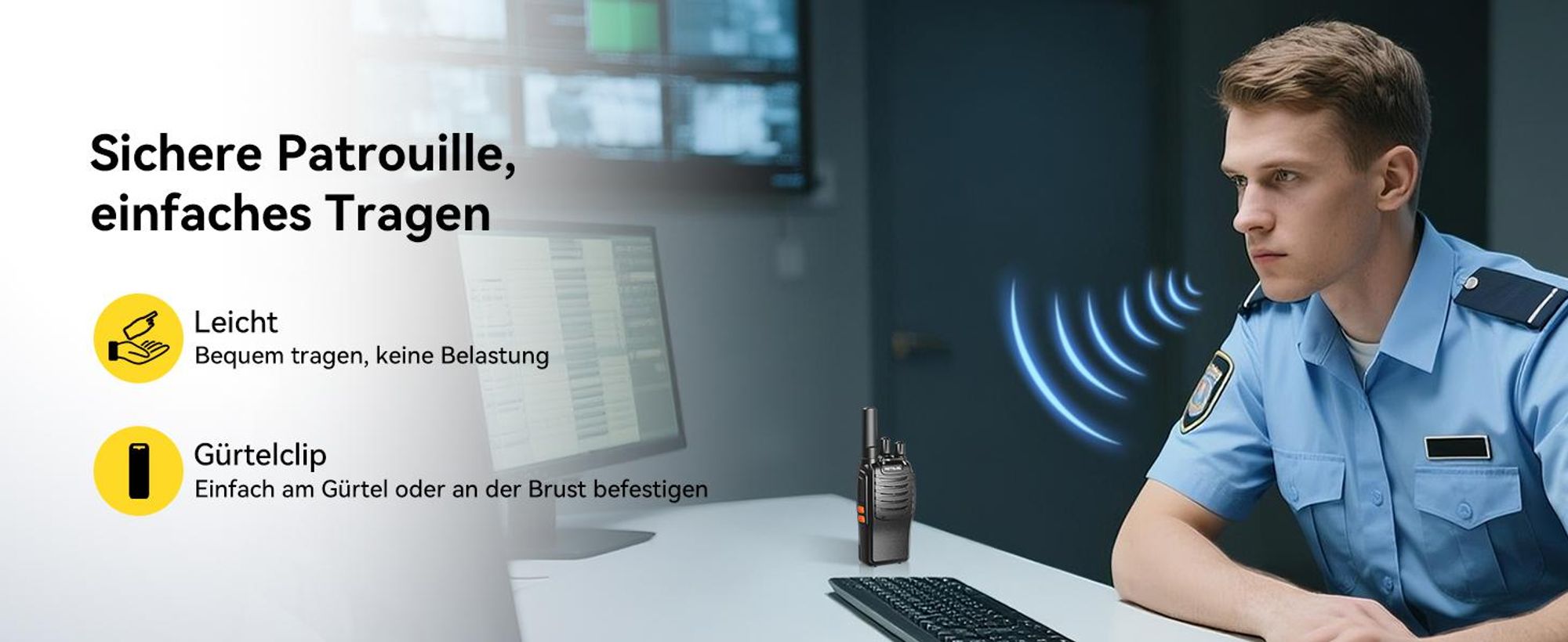 Retevis H777 Funkgeräte, PMR446 Funkgeräte Set Professionell, mit 10-Fach Ladegerät, mit Headset, USB-C, Handfunkgerät für Gewerbe Sicherheit Schule