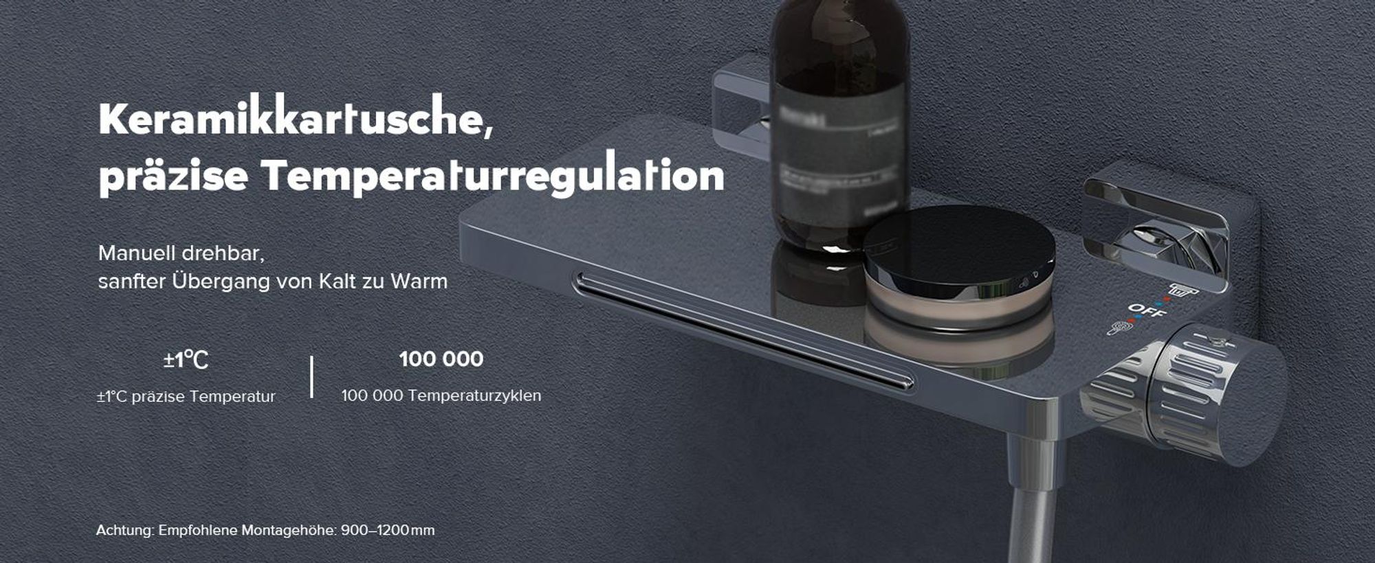 doporro Badewannenarmatur mit Handbrause, Wasserfall Wannenarmatur aus Vollmessing, Armatur Badewanne Wandarmatur, Wandmontage Silber DSN-403