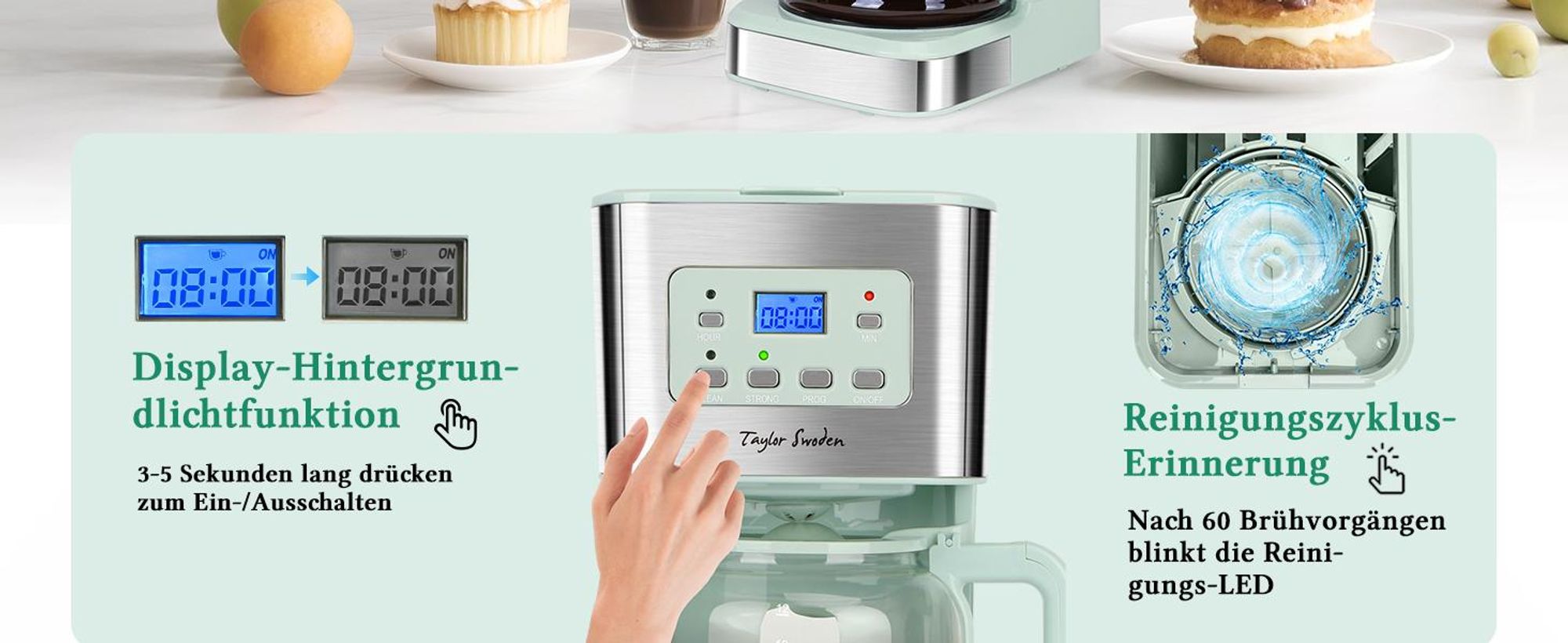 Aigostar - 950W Kaffeemaschine mit Timer,12 Tassen,Tropf-Stopp, Abschaltautomatik