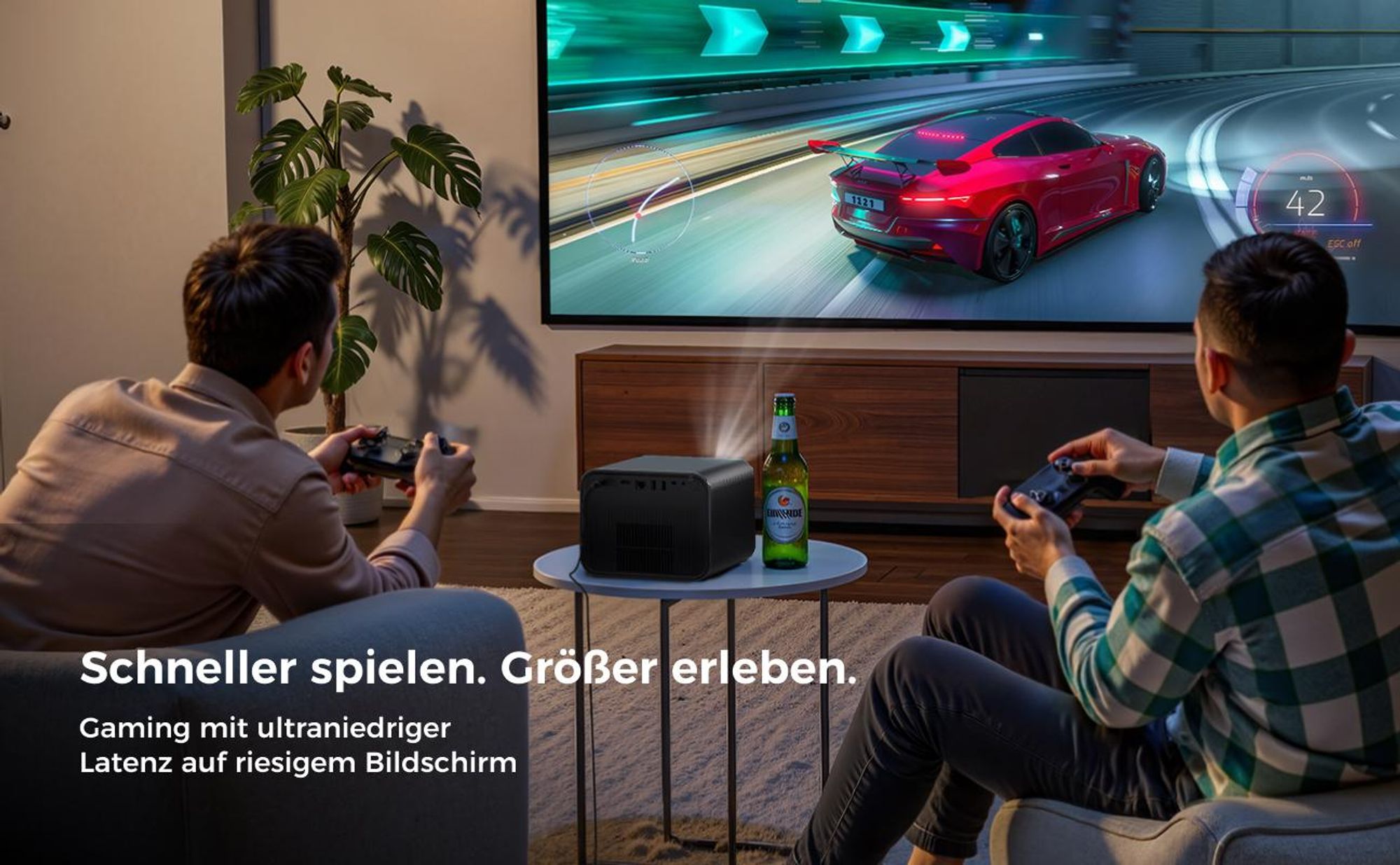 Ultimea Beamer 4k, Poseidon E100 DLP Projektor, 1800 ANSI-Lumen mit Google TV
