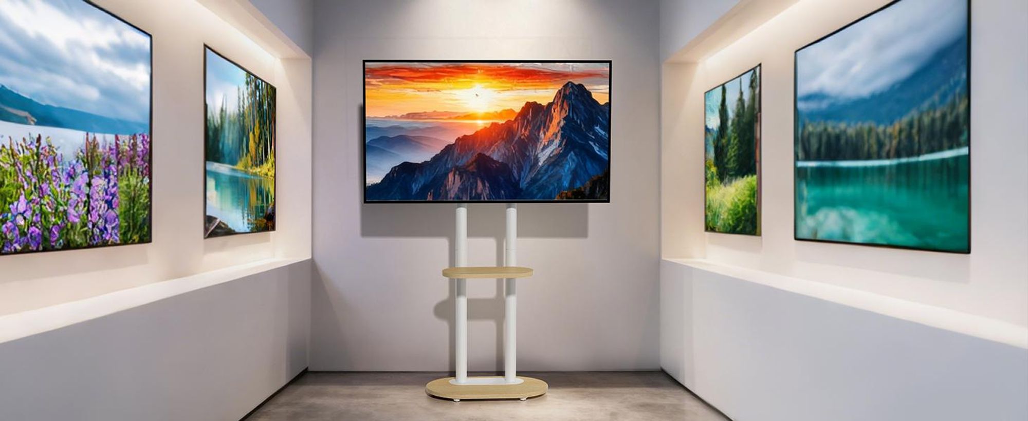 WISFOR TV Standfuss Höhenverstellbar, TV Ständer Rollbar, TV Bodenständer mit 2 Ablagen für 40-75 Zoll Fernsehstand, VESA 600x400mm, bis Max 60kg