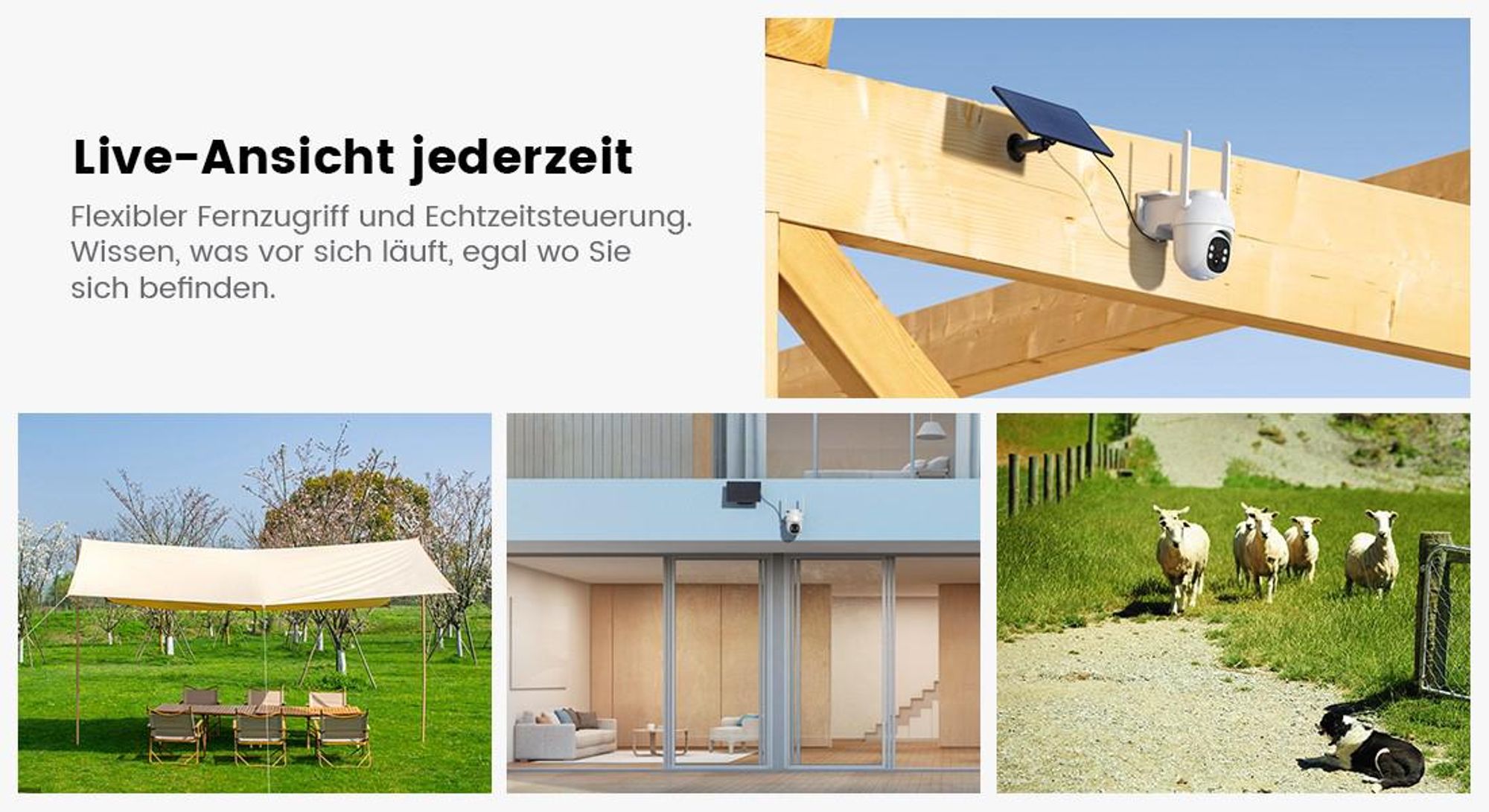 4G LTE Überwachungskamera Aussen Solar mit SIM Karte 2K HD 3MP PTZ Kabellos Kamera 355°/90° Schwenkbar Farb/IR Nachtsicht, 2-Wege-Audio, 64GB