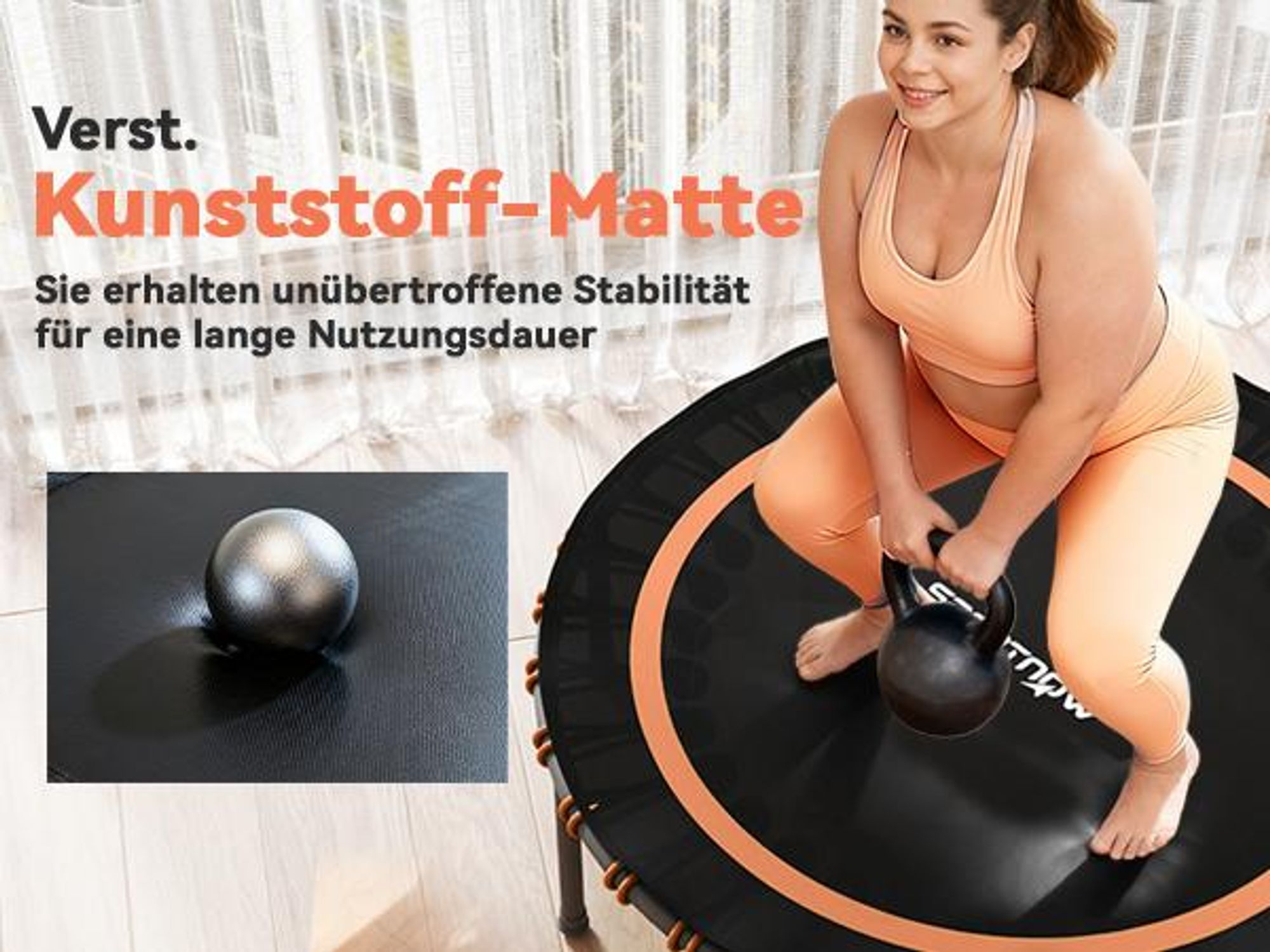 SPORTNOW Fitness Trampolin klappbar Ø122cm Mini Trampoline mit 5 Handgriffstufen