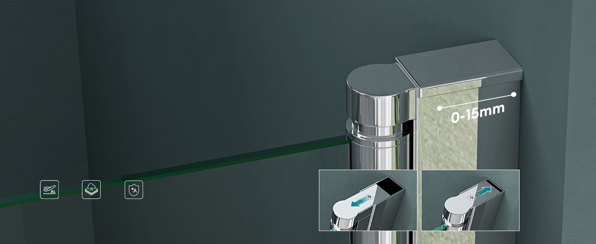 Mai & Mai Duschtür Nischentür dusche Duschabtrennung Duschkabine Schwingtür 180° Doppeltür 6mm ESG Nano-Beschichtung Vollsatiniert mit Hebe- und Senkmechanismus 100x195cm Ter24VS