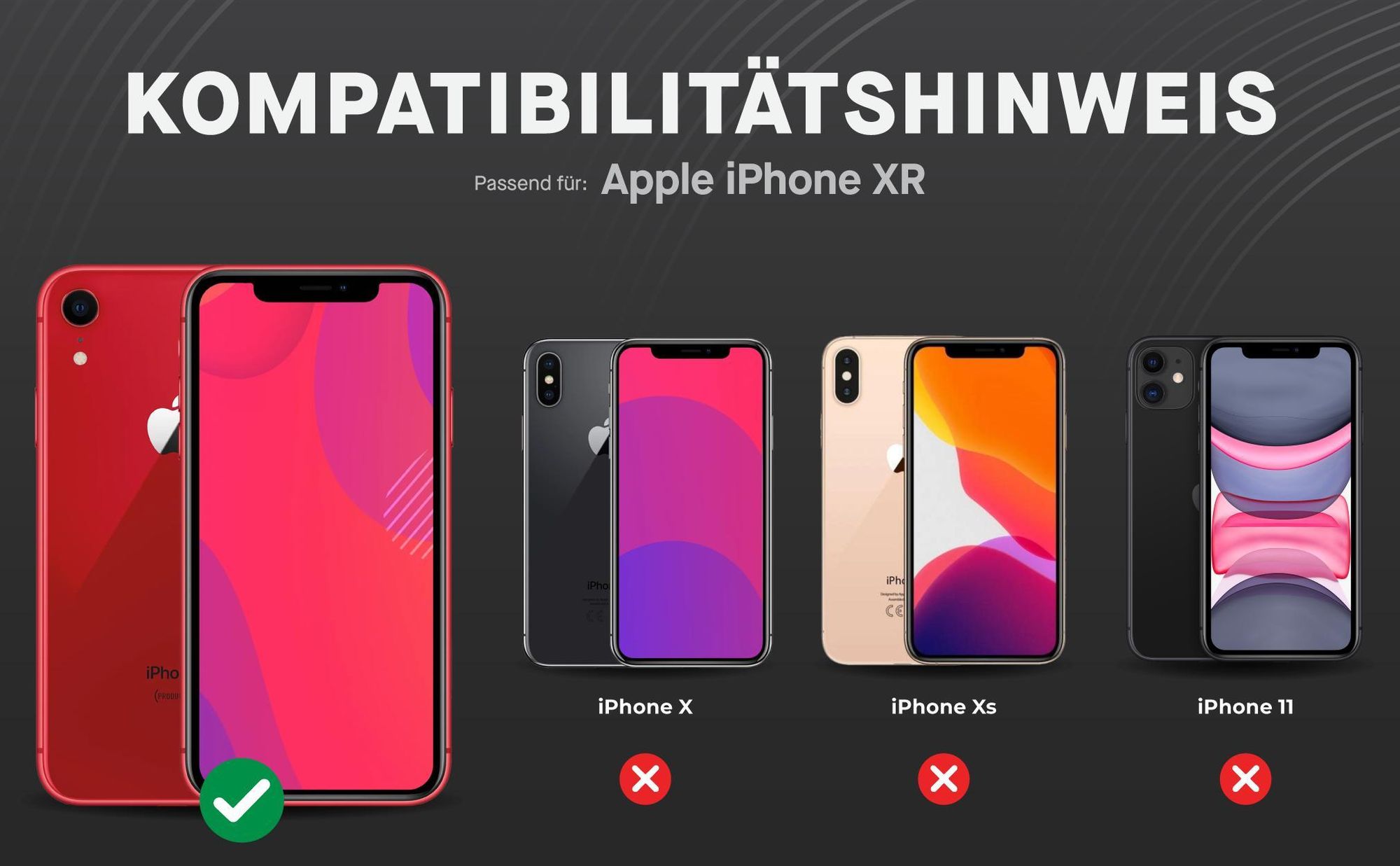 Kompatibilitätshinweise Displayglas für Apple iPhone XR