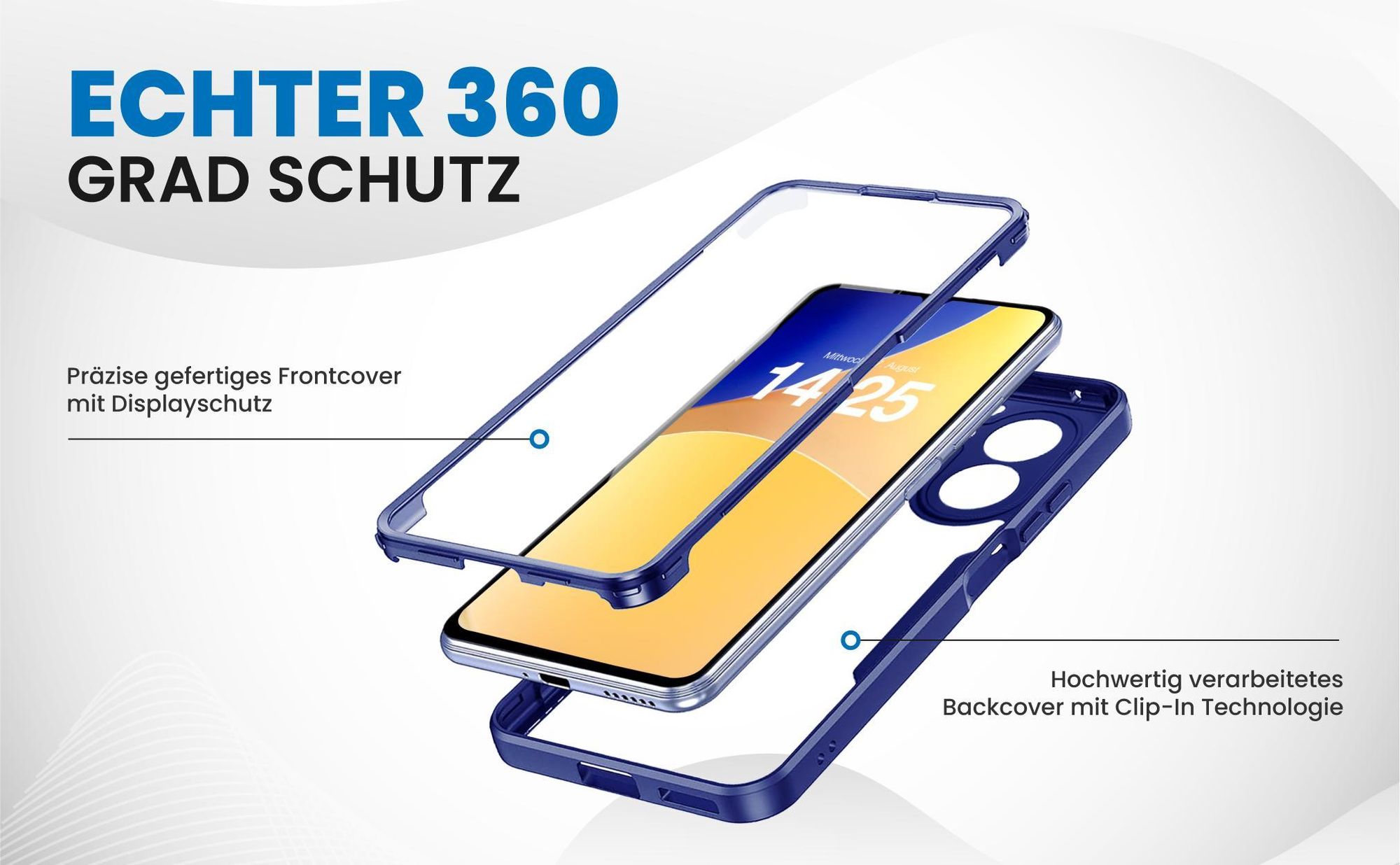Blaues 360 Grad Case für Xiaomi Redmi A5 mit Schutz von beiden Seiten