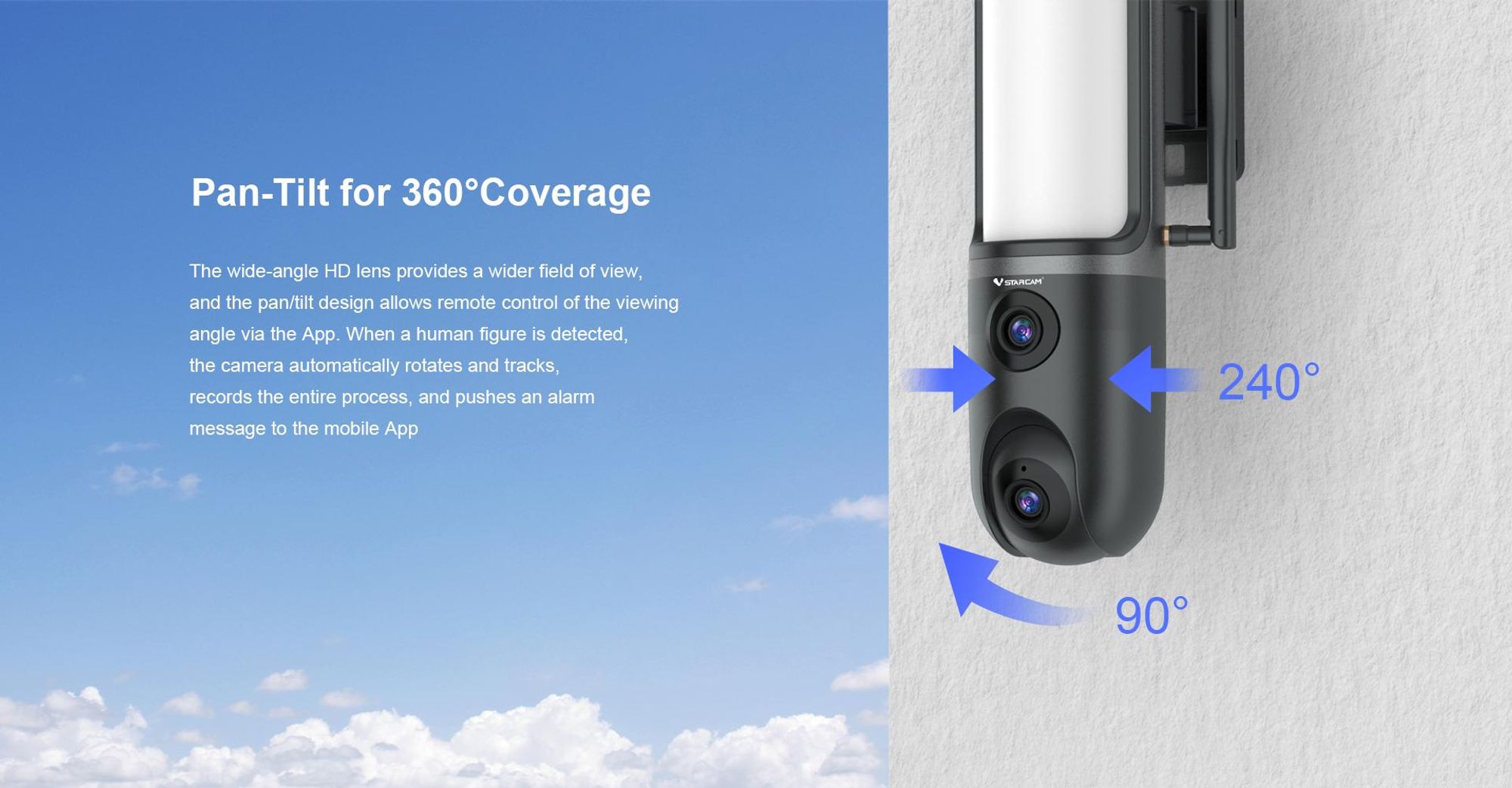 Wandleuchte mit Dual-Objektiv Überwachungskamera, 3MP HD, farbige Nachtsicht, IP66 wasserdicht, PIR Bewegungsmelder, drehbar, Zwei-Wege Audio für Haus