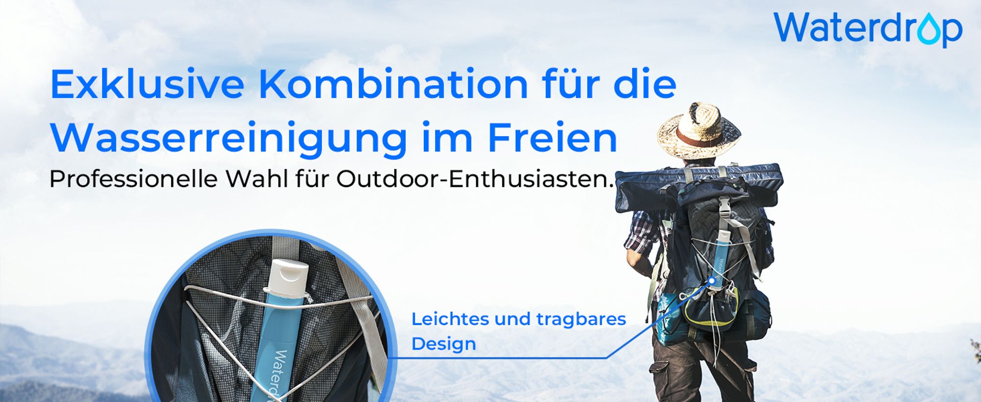 Waterdrop Wasserfilter Outdoor-Entfernt 99,99% aller Bakterien, Wasserfilter Outdoor Survival Filtersystem für Notfälle, Wandern, Reisen, Backpacking