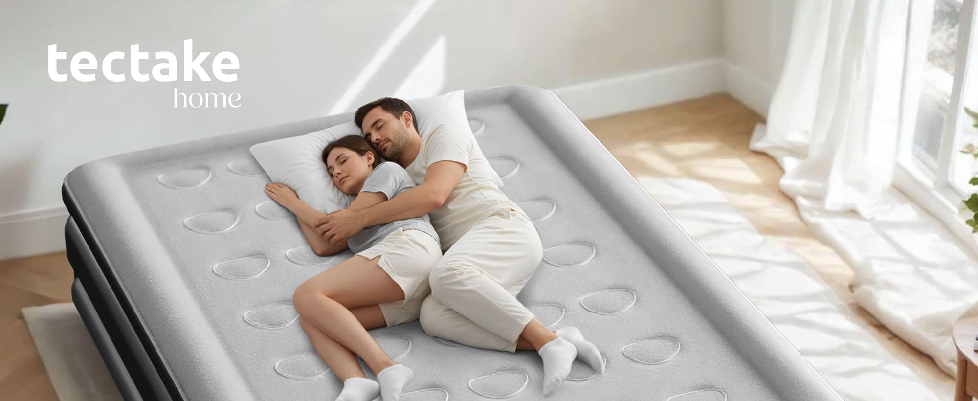 tectake® Aufblasbare Matratze AirDreams für 1 oder 2 Personen inkl. manuellem Ventil und Tragebeutel