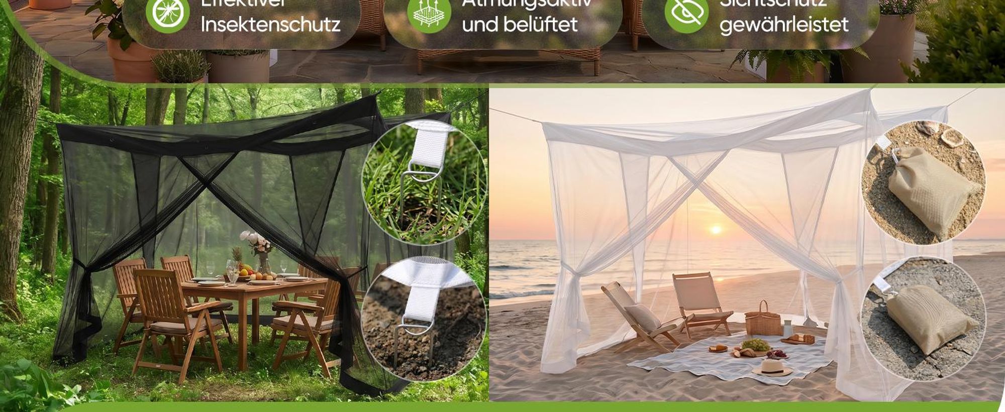 Sekey Moskitonetz Pavillon 3,5x2,5x2,5m Insektenschutz Garten Outdoor Balkon Fliegennetz für Pergola Garten groß Mückenschutz stabil