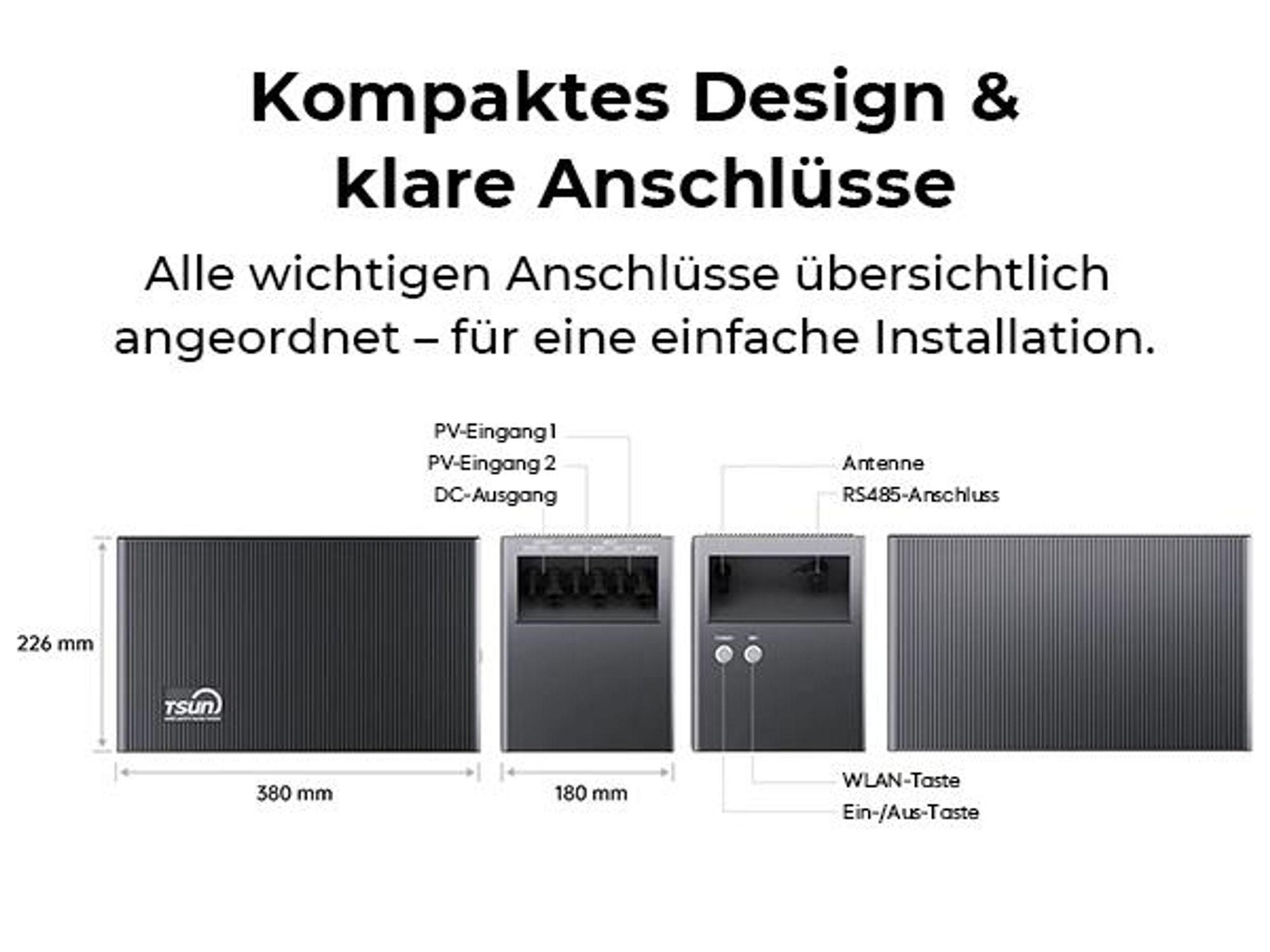 TSUN SolarCan DCU2000Lite Balkonkraftwerk Speicher, 314-Ah-Industriezellen, Maximaler PV-Eingang 2400 W, Bis zu 4 PV-Eingänge,  Duales MPPT, 0% VAT