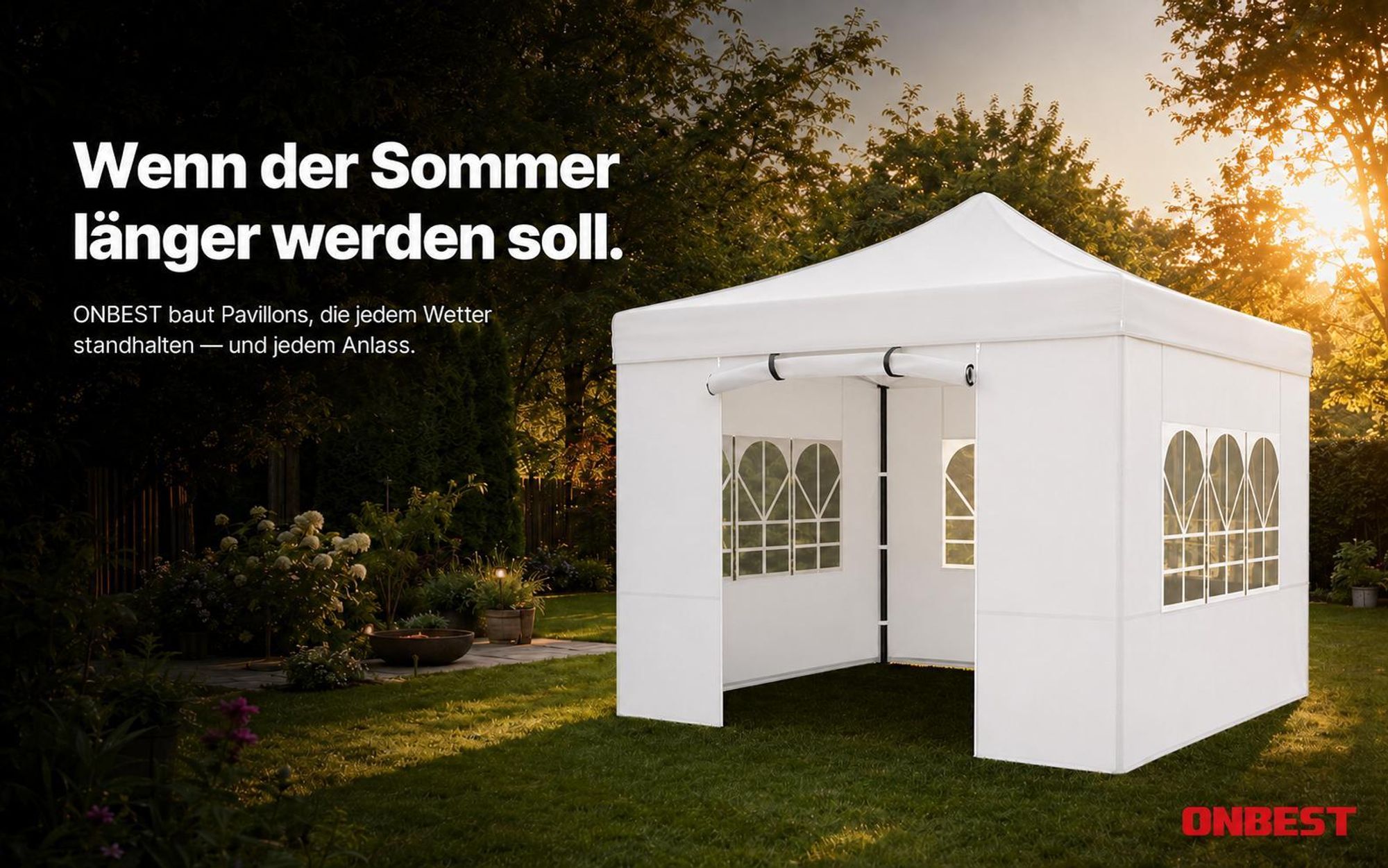 ONBEST Pavillon 3x3 | Wasserdicht | faltbar | Grau | mit Sandsäcke | Heringe | Seile | UV50+ | Premium
