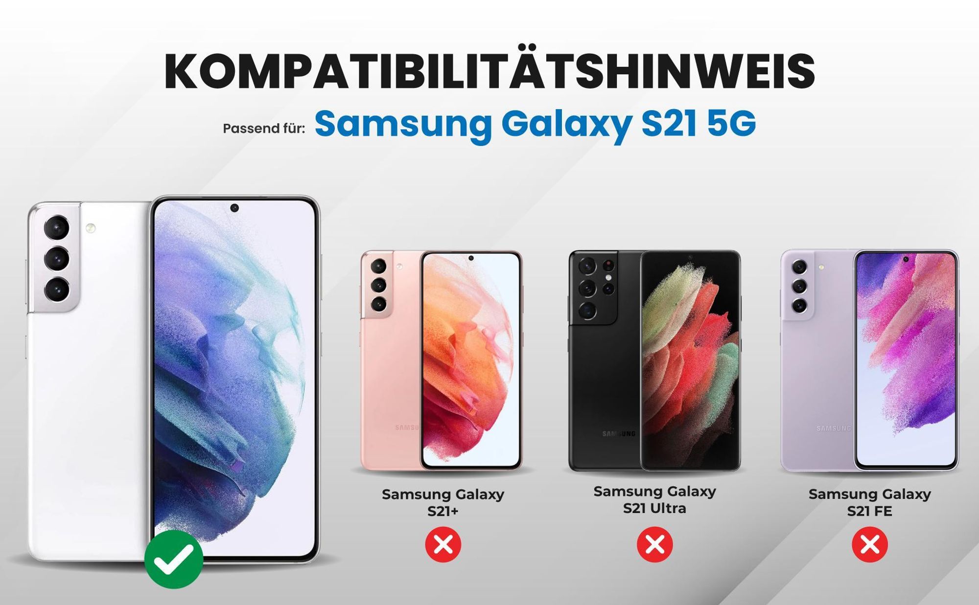 Kompatibilitätshinweise Hülle für Samsung Galaxy S21 5G