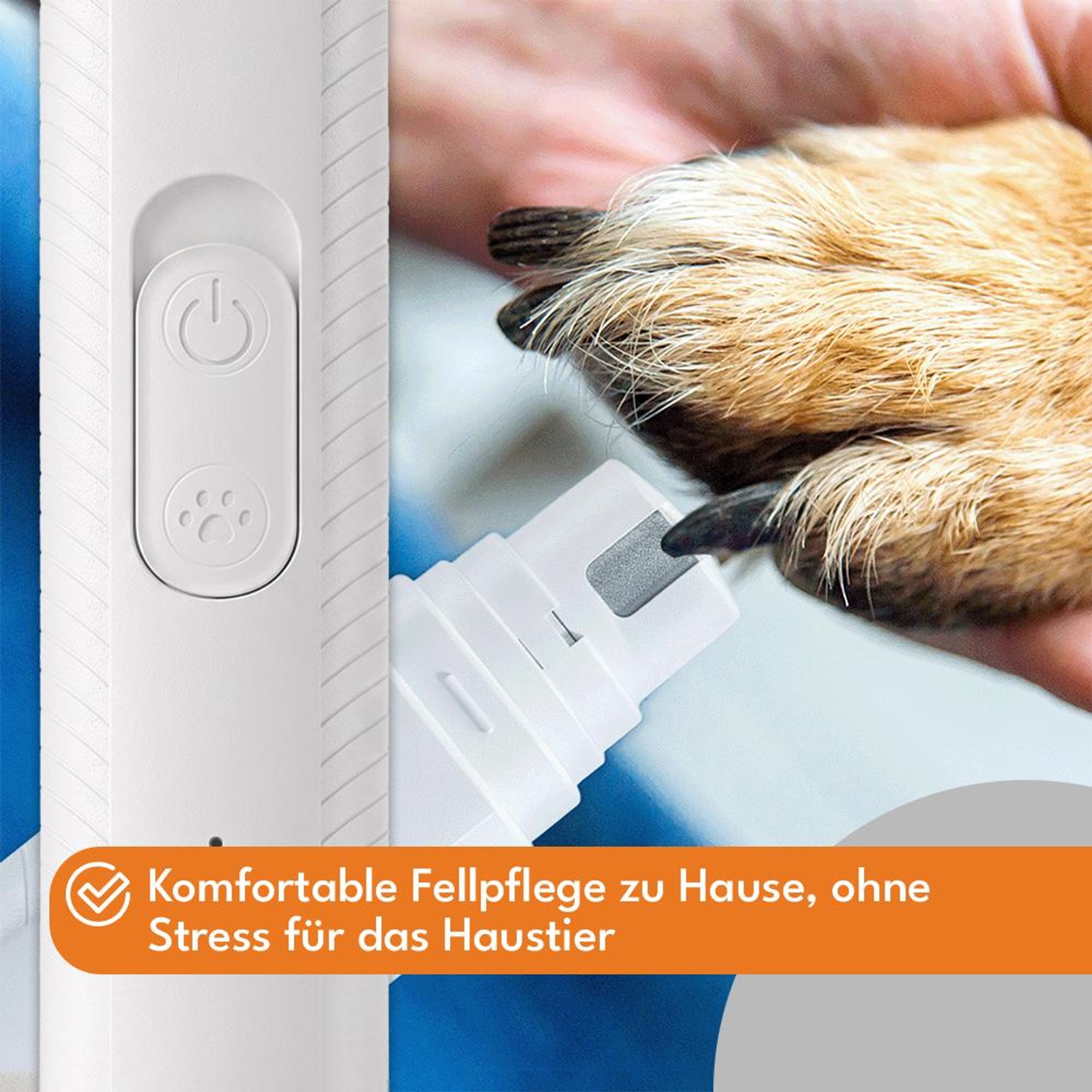 KRUMAD Krallenschleifer für Hunde und Katzen, Elektrische Krallenfeile mit 7500 U/min, USB-C Akku, LED Tierpflege Gerät mit Metallschleifrad