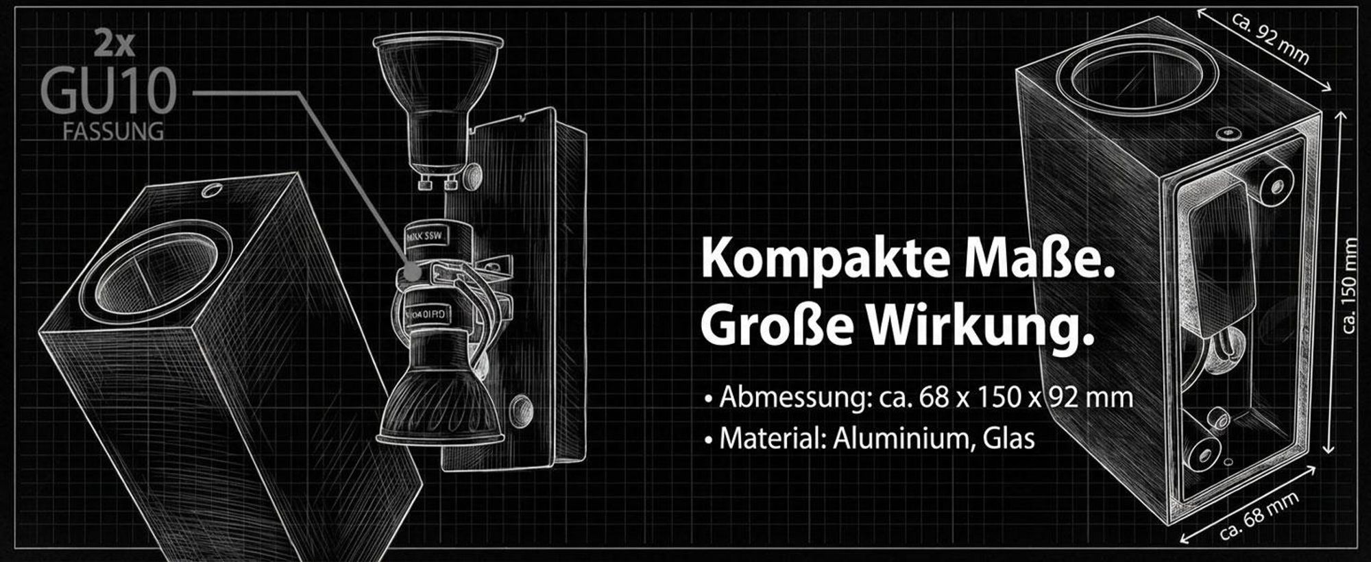 Maxkomfort Aussenleuchte 1268B1 Schwarz IP54 up&down GU10 Außenwandleuchte