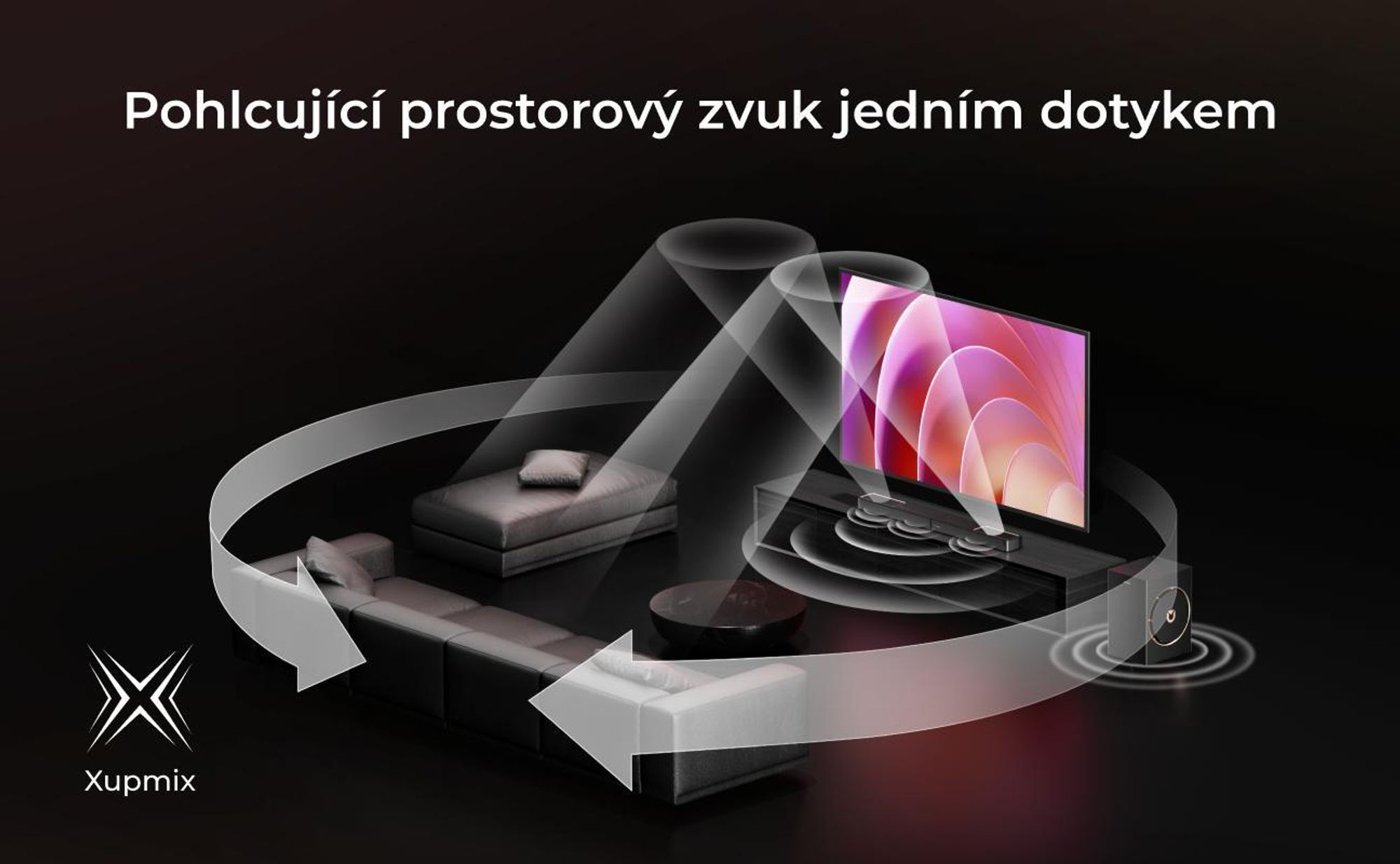 ULTIMEA 3.1.2kanálový soundbar s Dolby Atmos, prostorový systém pro TV s 6,5palcovým subwooferem, Bluetooth 5.4, HDMI eARC, 360 W, Skywave F30 Boom