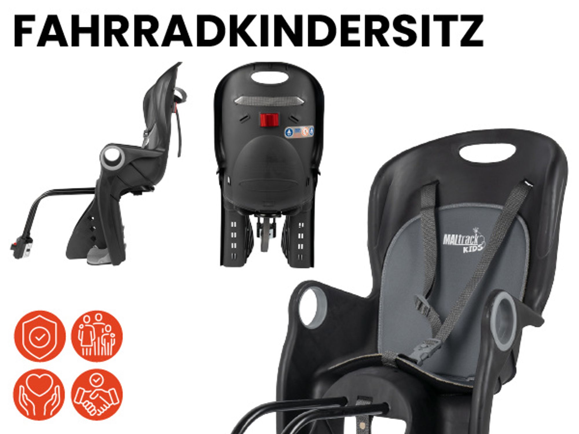 Kinder Fahrradsitz für Fahrrad Kindersitz mit Gürtel bis 22kg Sicherheit einfache Installation