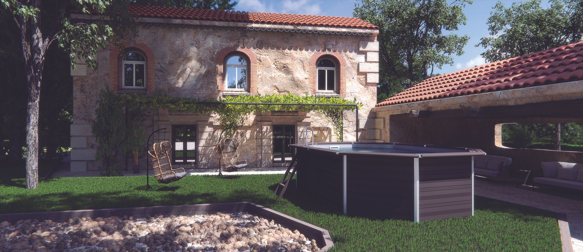 GRE Ovaler Composite-Pool KPCOV52 – 524 x 386 x 124 cm, Komplettset