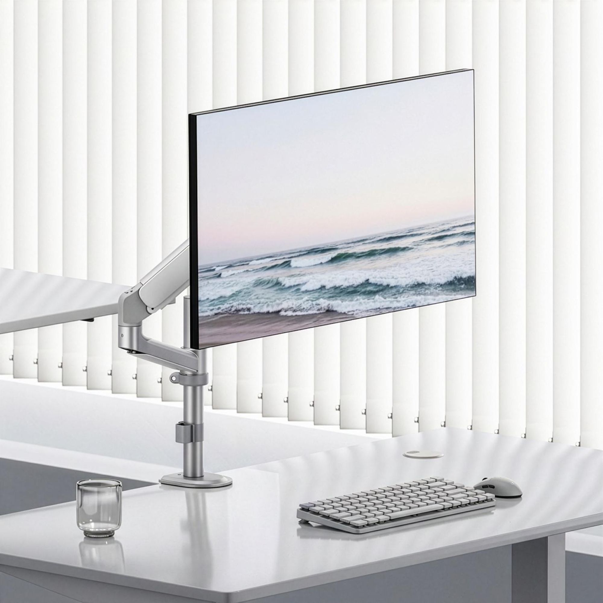 Ergo Office Monitorhalterung/-aufhängung Gasfeder 17"–32" 1–10 kg mattweiß max. VESA 100×100, ER-691 W