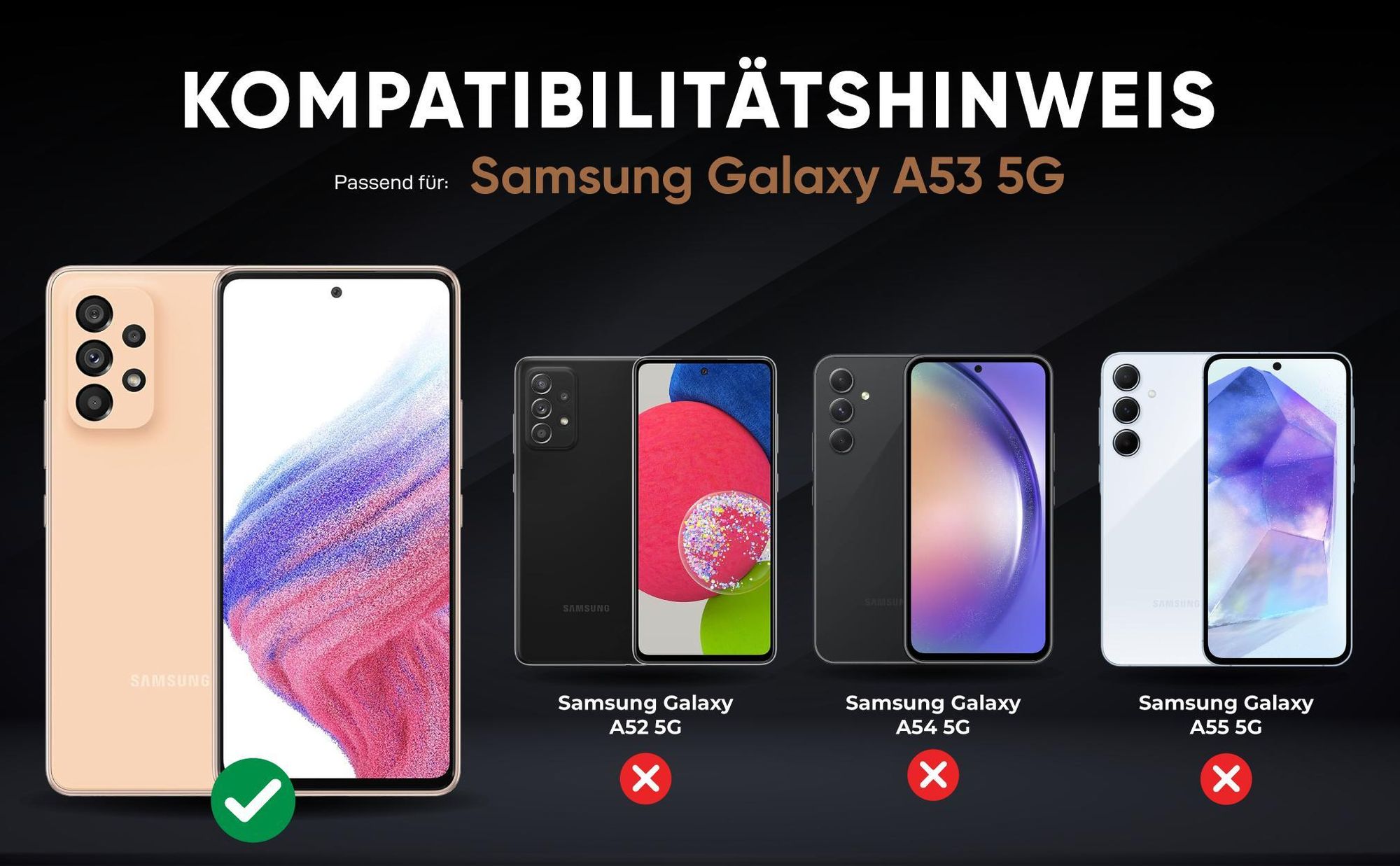 Kompatibilitätshinweise Hülle für Samsung Galaxy A53 5G