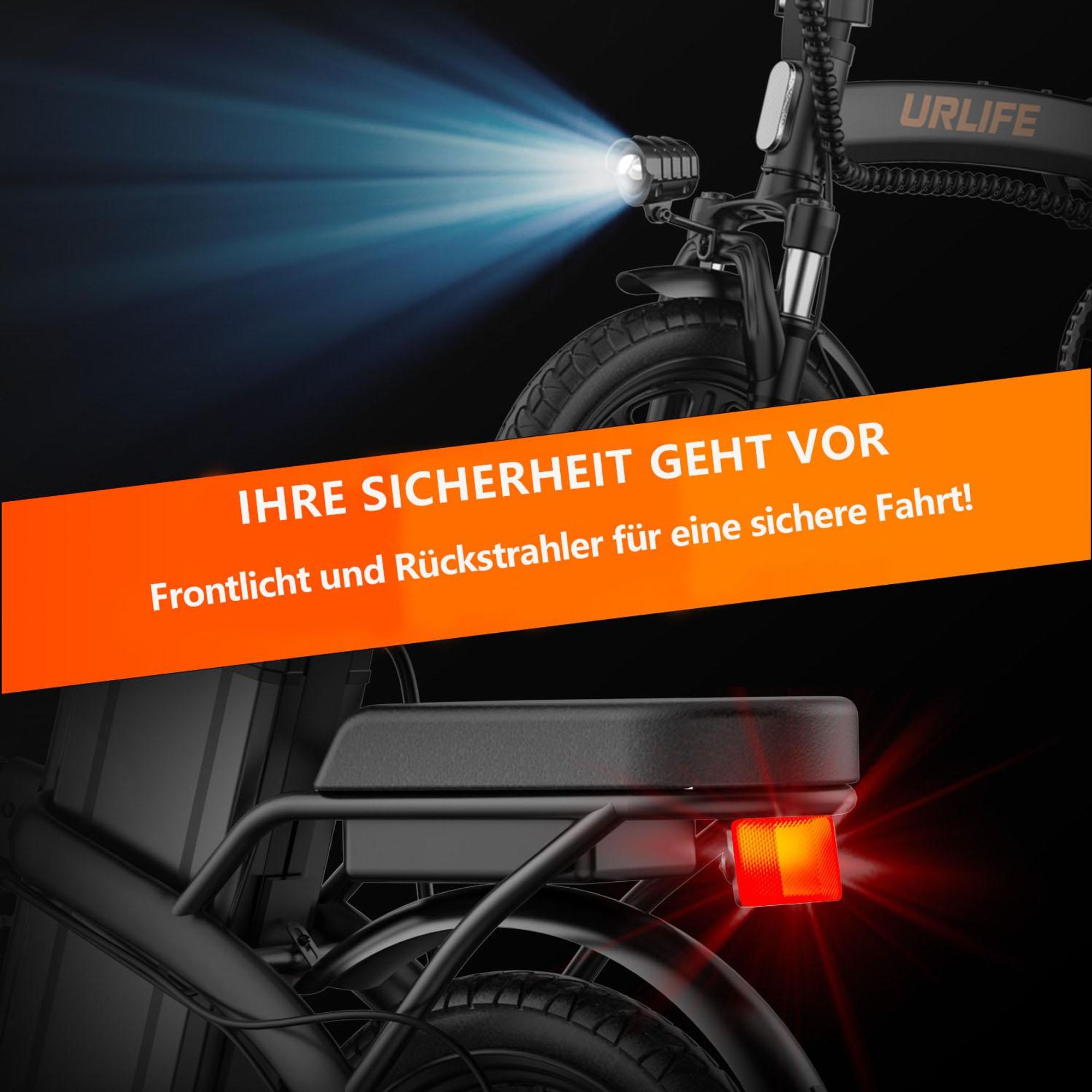 Elektrofahrrad URLIFE F1L - 250W Motor 48V 7.5Ah Batterie 14 Zoll  Reifen Scheibenbremse - Schwarz