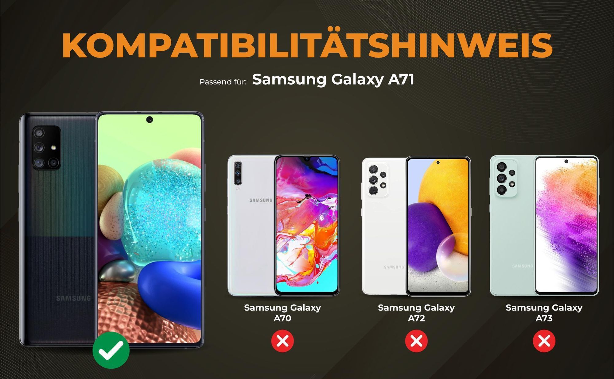 Kompatibilitätshinweise Hülle für Samsung Galaxy A71