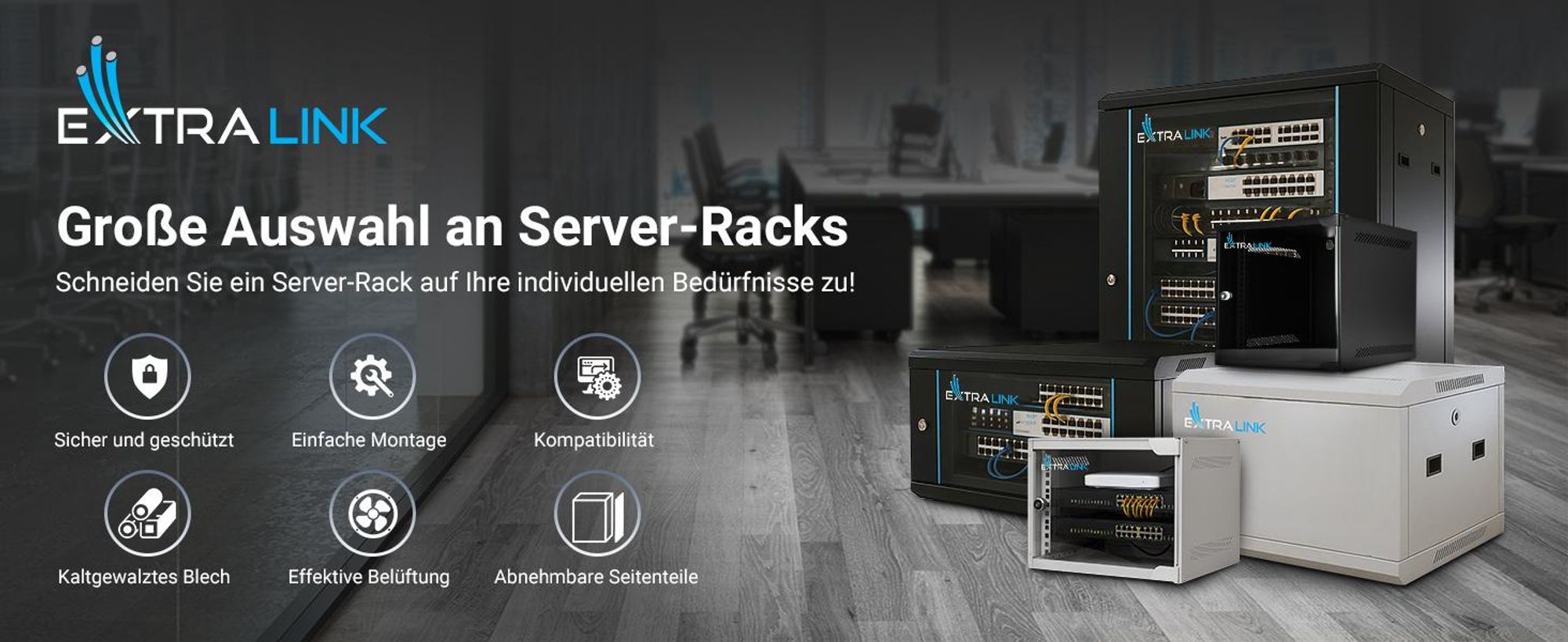 Extralink LITE 4U 10 280X310 WALL-MOUNTED RACKMOUNT CABINET BLACK, Freistehendes/wand-/bodenmontiertes Regal, 4U, 15 kg, Schwarz