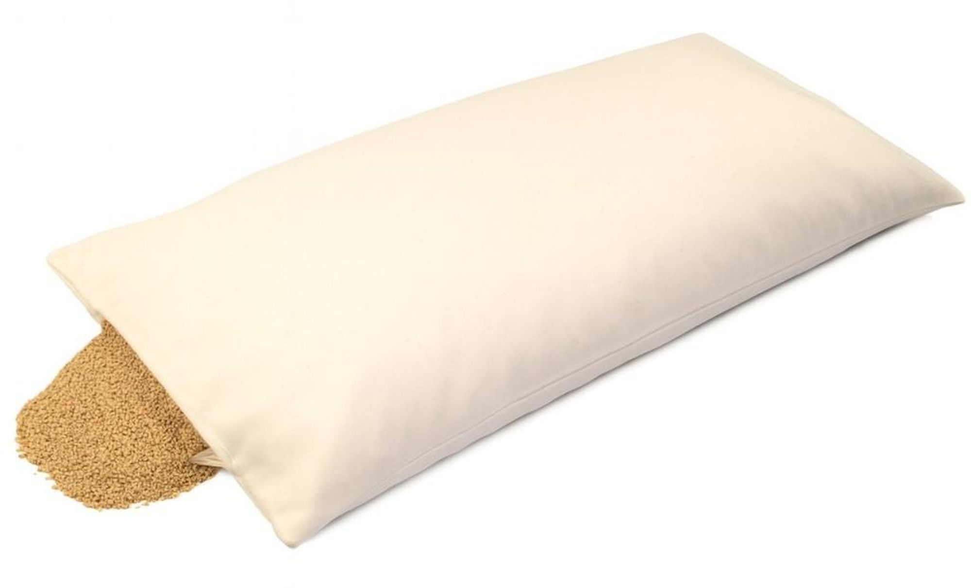 Bio-Hirsekissen 40x80cm, Köper-Baumwolle rohweiß, mit Bio-Hirseschalen, direkt befüllt