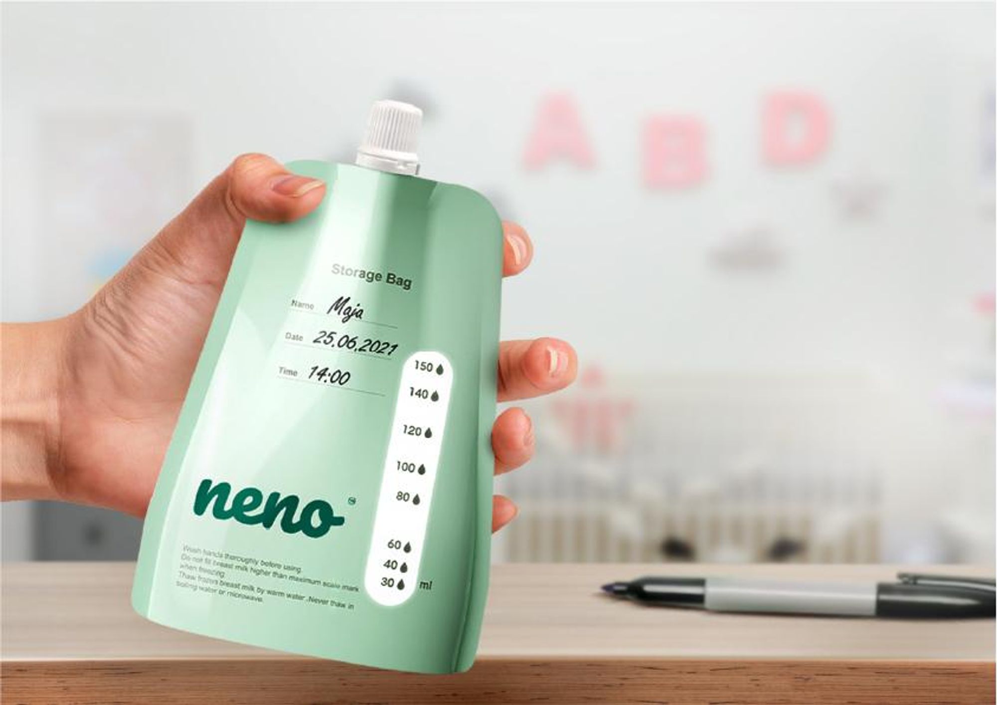 Neno NEN-BAB-BT004, Muttermilch-Aufbewahrungstasche, 150 ml,