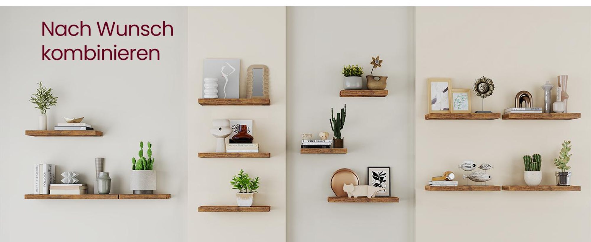 VASAGLE Schweberegal, Wandboard, 80 x 20 x 3,8 cm braun