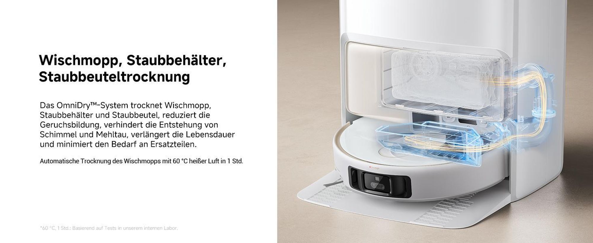 MOVA V50 Ultra Complete Saugroboter mit Wischfunktion, Einer Saugkraft von 24000Pa,anhebbare Navigation,Warmwasser-Wischen mit DuoSolution-System,Weiß