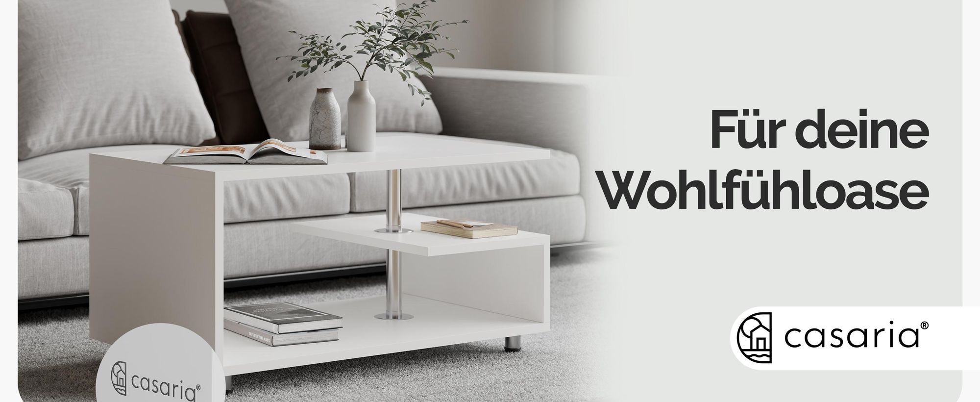 CASARIA Couchtisch mit Stauraum Weiß