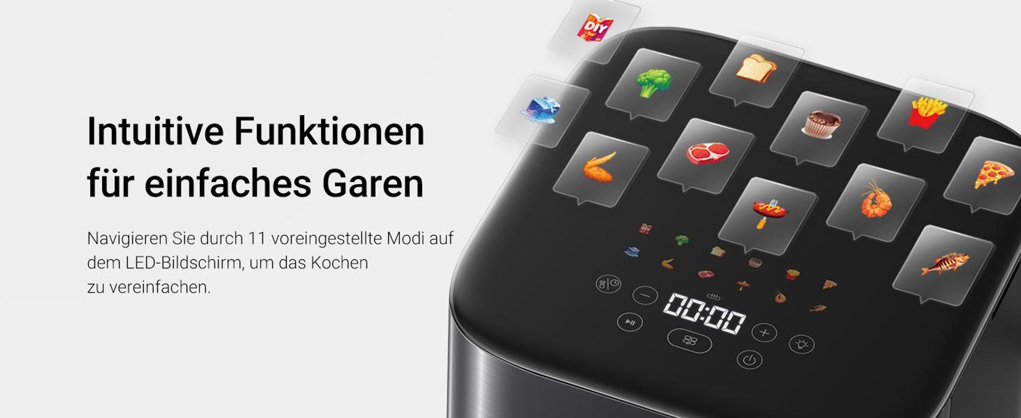 MOVA AeroChef FD10 Pro Heißluftfritteuse, 6L große ölfreie Fritteuse mit Warmluftzirkulation, schnelles knuspriges Garen, Innenraum aus Metall