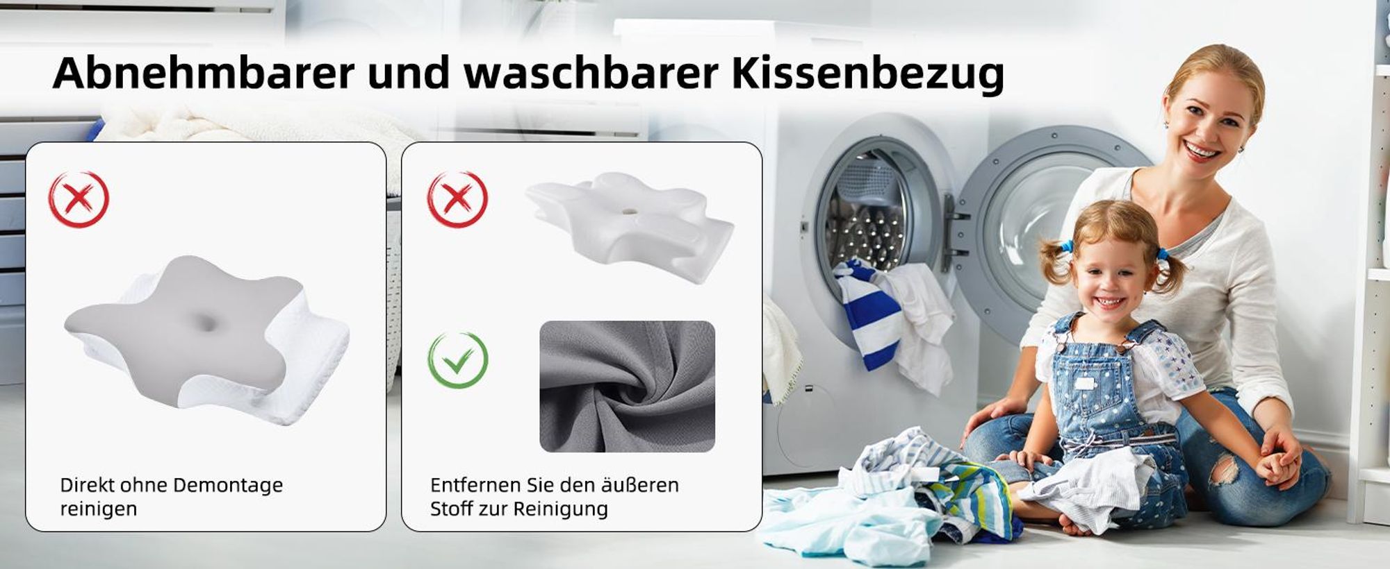 Nackenkissen, Orthopädisches Kopfkissen aus Memory Foam, Ergonomisches Kopfkissen, Gegen Nackenschmerzen, Seitenschläfer Rückenschläfer