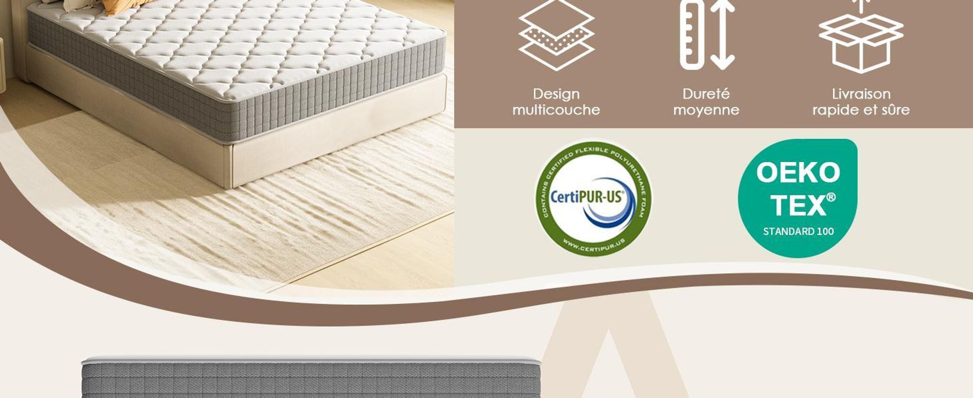 DEWINNER Matelas 140x200 - Épaisseur 22 cm et Mousse A Mémoire Matelas - Fermeté Moyenne - Soutien Parfait - Respirant - Réversible à Deux Faces