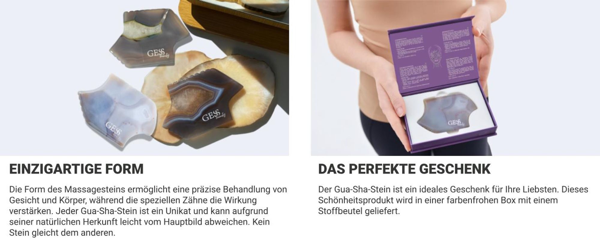 GESS Gua Sha Liyan Naturstein Achat, Gesichtsstein für Face Yoga Guasha Stein