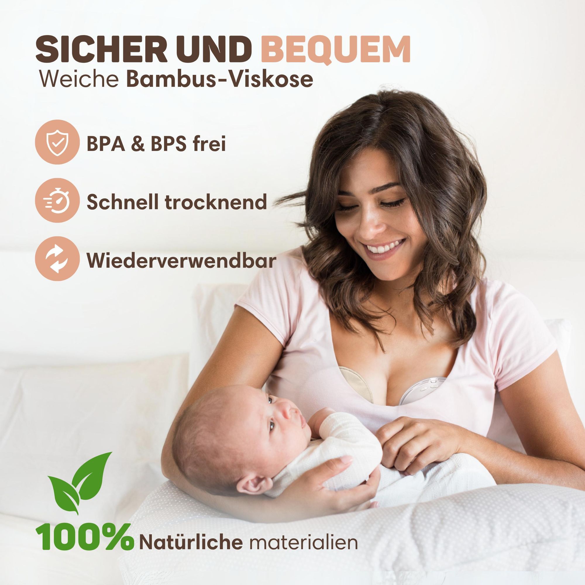 Vulpes Goods Waschbare Stilleinlagen - Organische Wiederverwendbare Stilleinlagen - 14 Stück mit Wäschebeutel - Cup B bis G - L 12cm