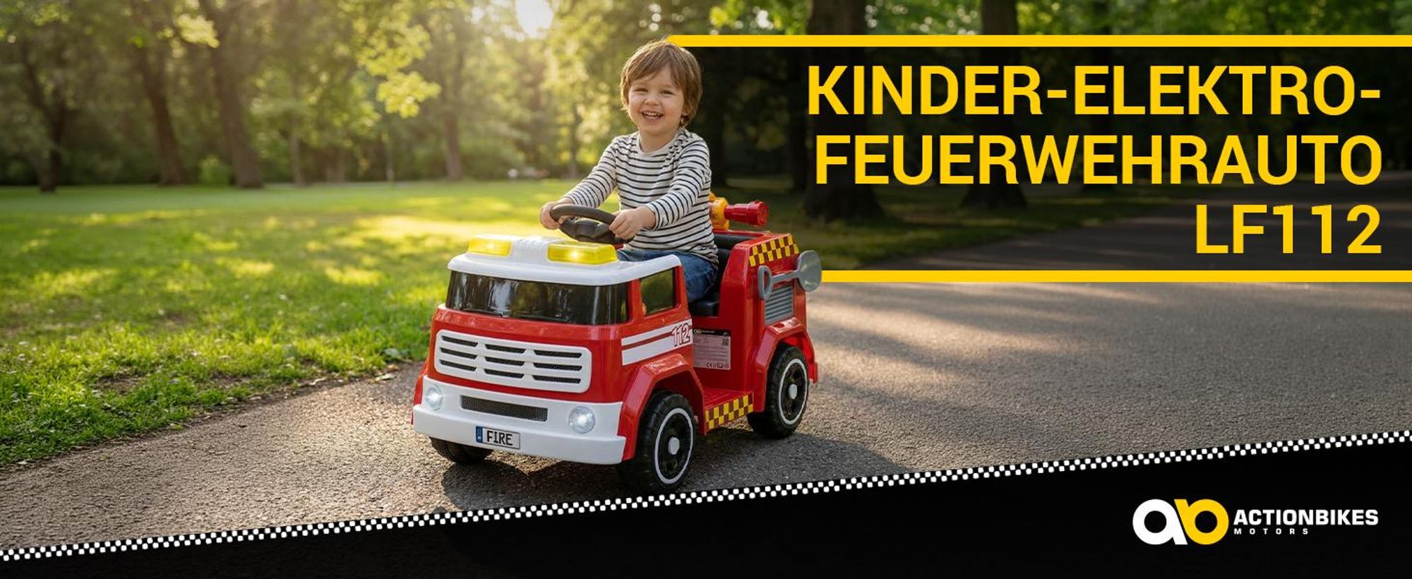 Actionbikes Motors Feuerwehrauto | Kinderauto - Elektroauto - Elektrofahrzeug -  2,4 Ghz Fernbedienung - Hupe, Motor- & Sirenen Sound - ab 3 Jahre